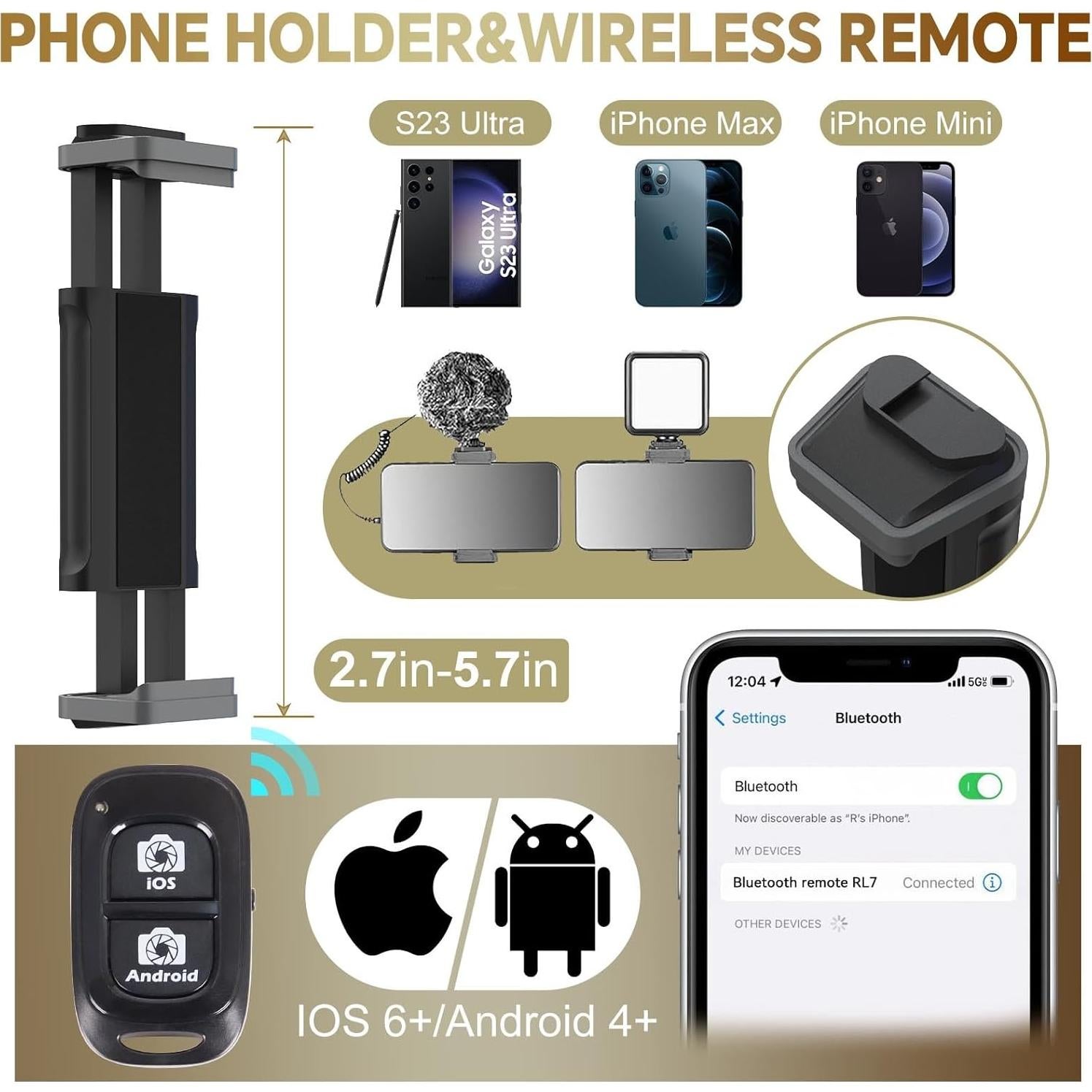 Eicaus 74'' Tall Tripod for Camera and Cell Phone, Professional Heavy Duty Camera Tripod for Photography, Compatible with Canon, Sony, Nikon，Panasonic, iPhone and Samsung