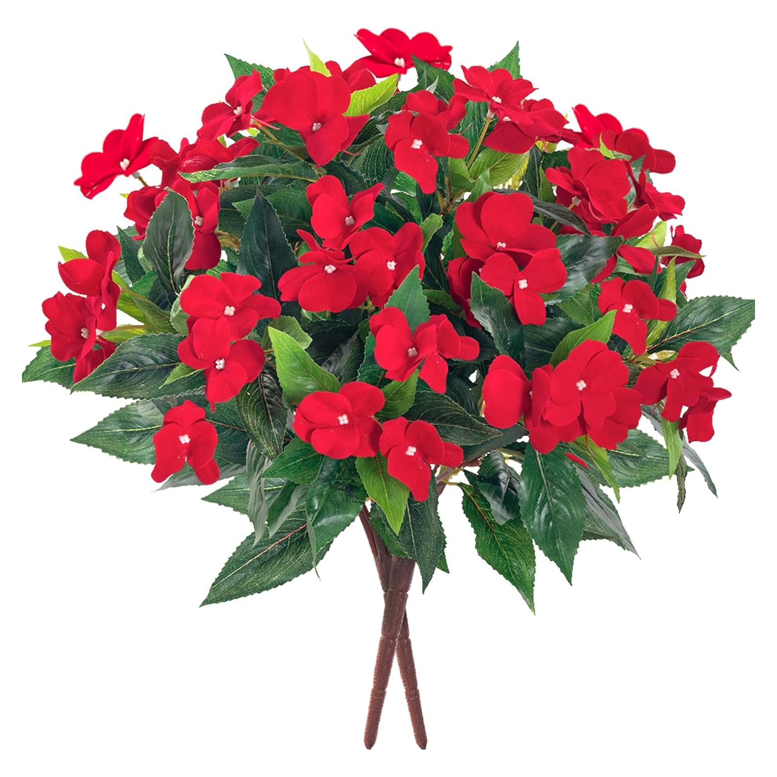 Ramo Artificial de Impatiens Uqueeten 2 Unidades Rojo 39.88 cm
