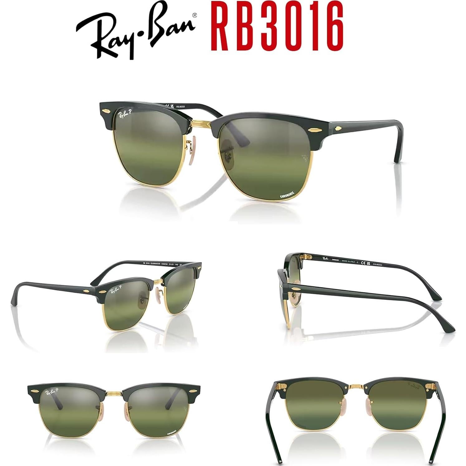 Gafas de sol Ray-Ban Clubmaster 51mm Verde/Dorado + Kit iWear
