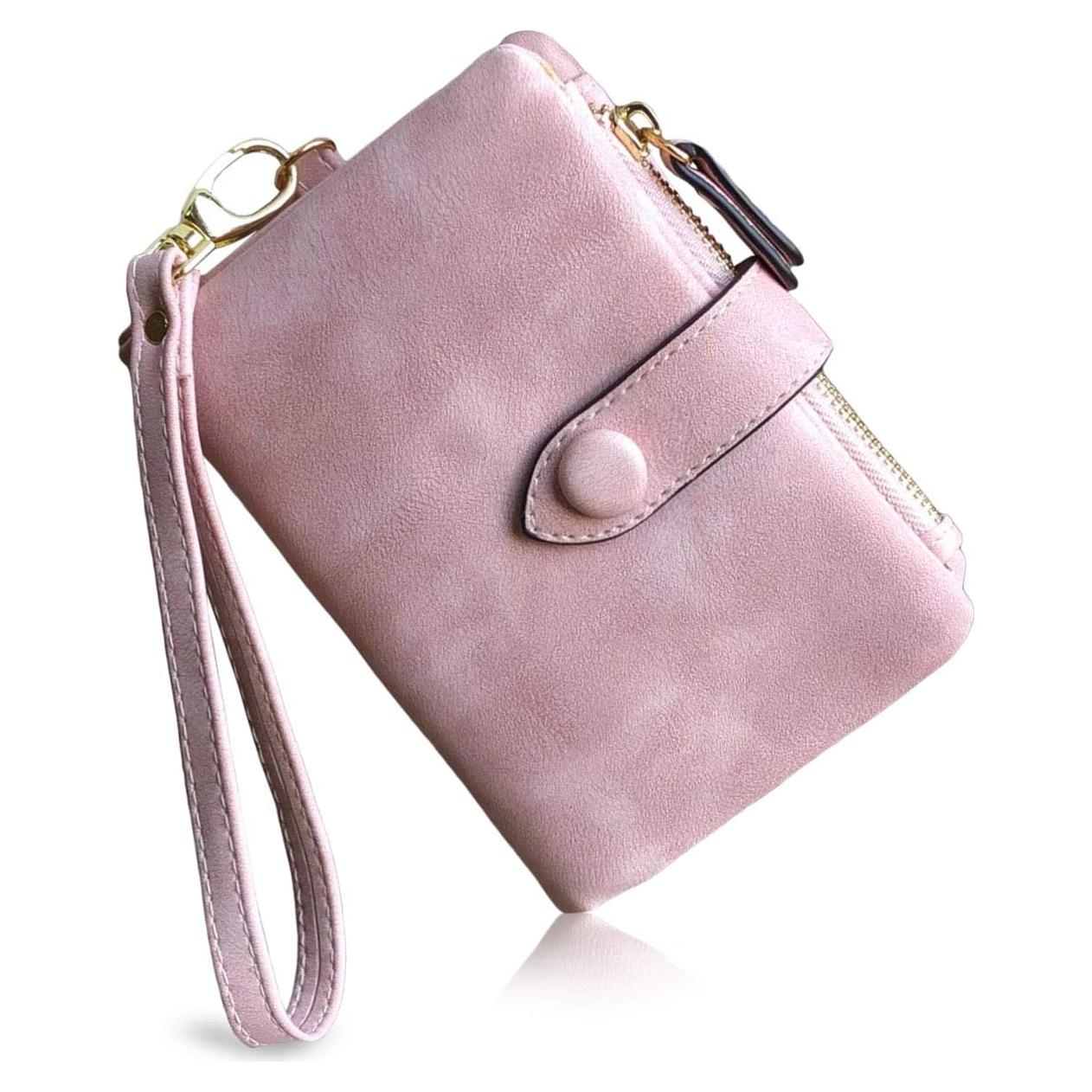 Cartera Bifold PofeeXIO Rosa con RFID y 16 ranuras