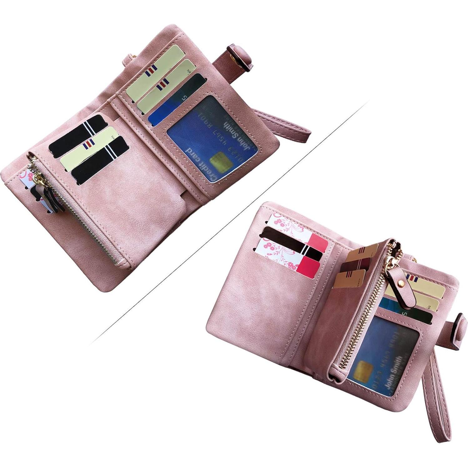 Cartera Bifold PofeeXIO Rosa con RFID y 16 ranuras