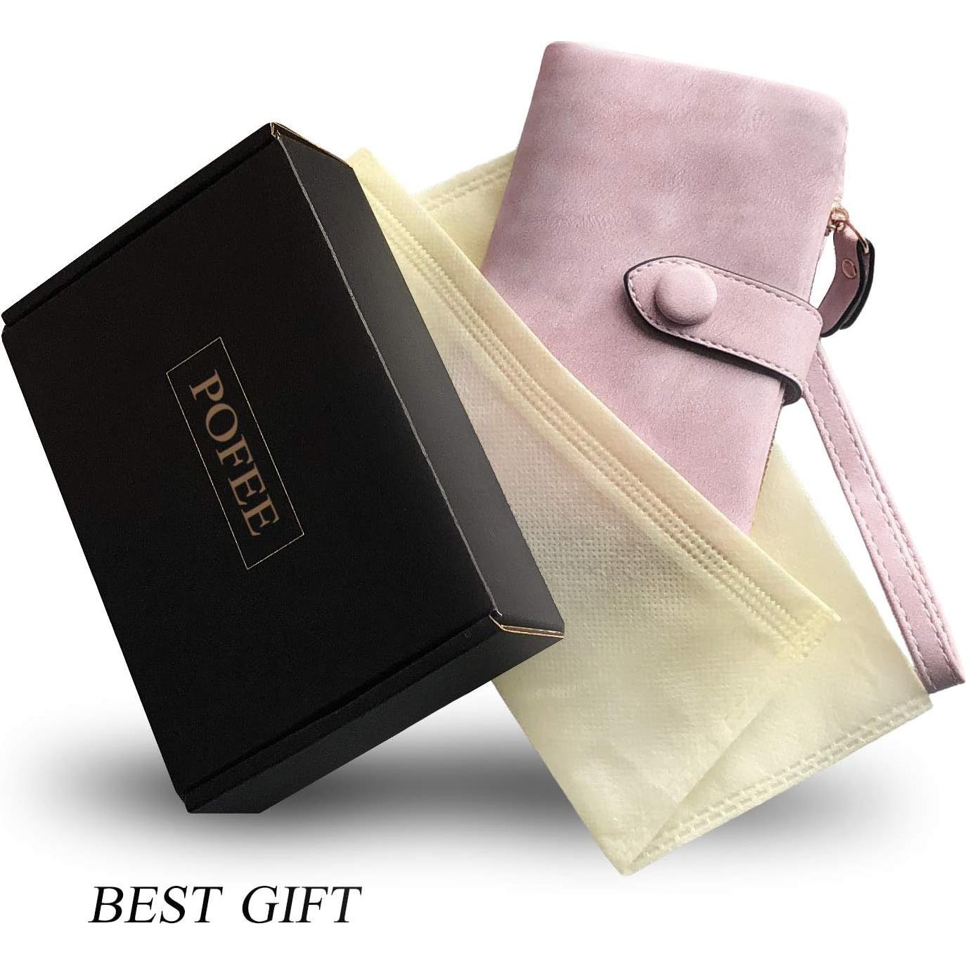 Cartera Bifold PofeeXIO Rosa con RFID y 16 ranuras