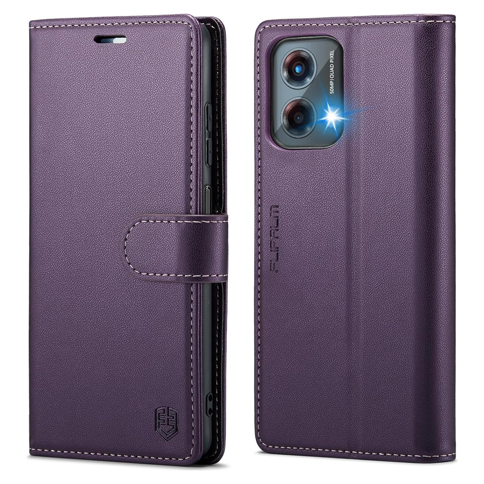 Funda Cartera FLIPALM para Moto G 5G 2024 con RFID Púrpura