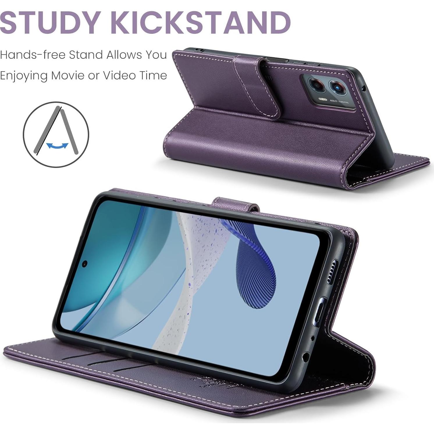 Funda Cartera FLIPALM para Moto G 5G 2024 con RFID Púrpura