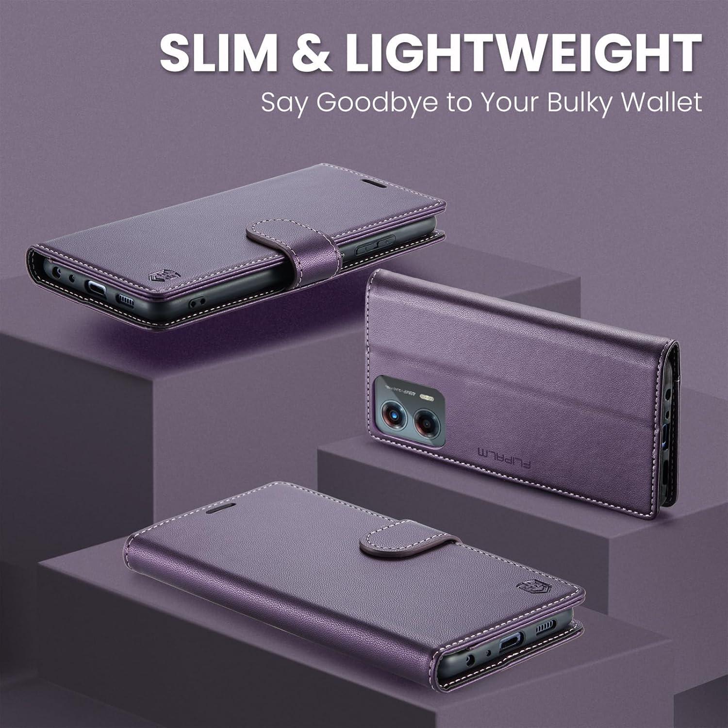 Funda Cartera FLIPALM para Moto G 5G 2024 con RFID Púrpura