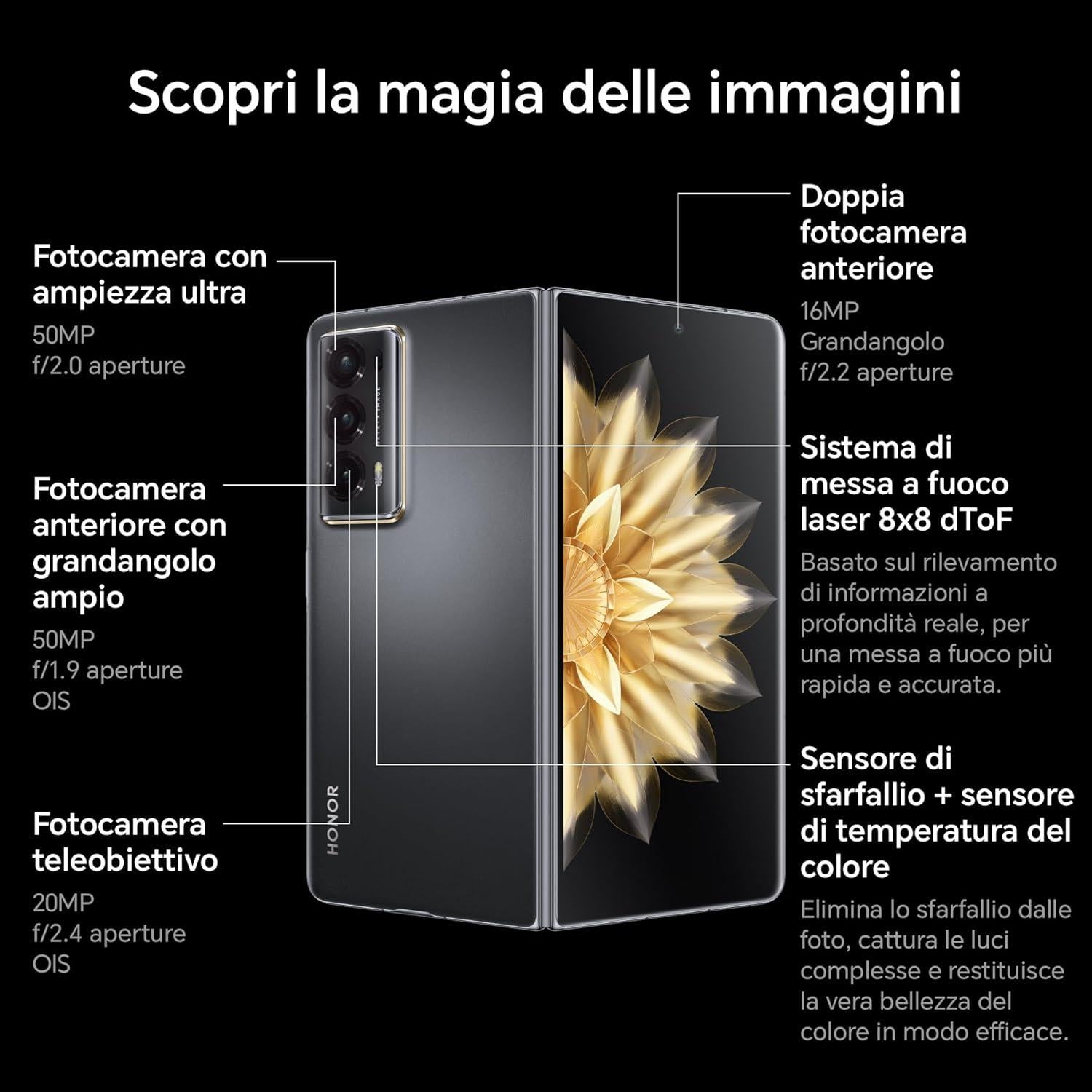 Smartphone Honor Magic V2 512GB ROM 16GB RAM Doble SIM 5G