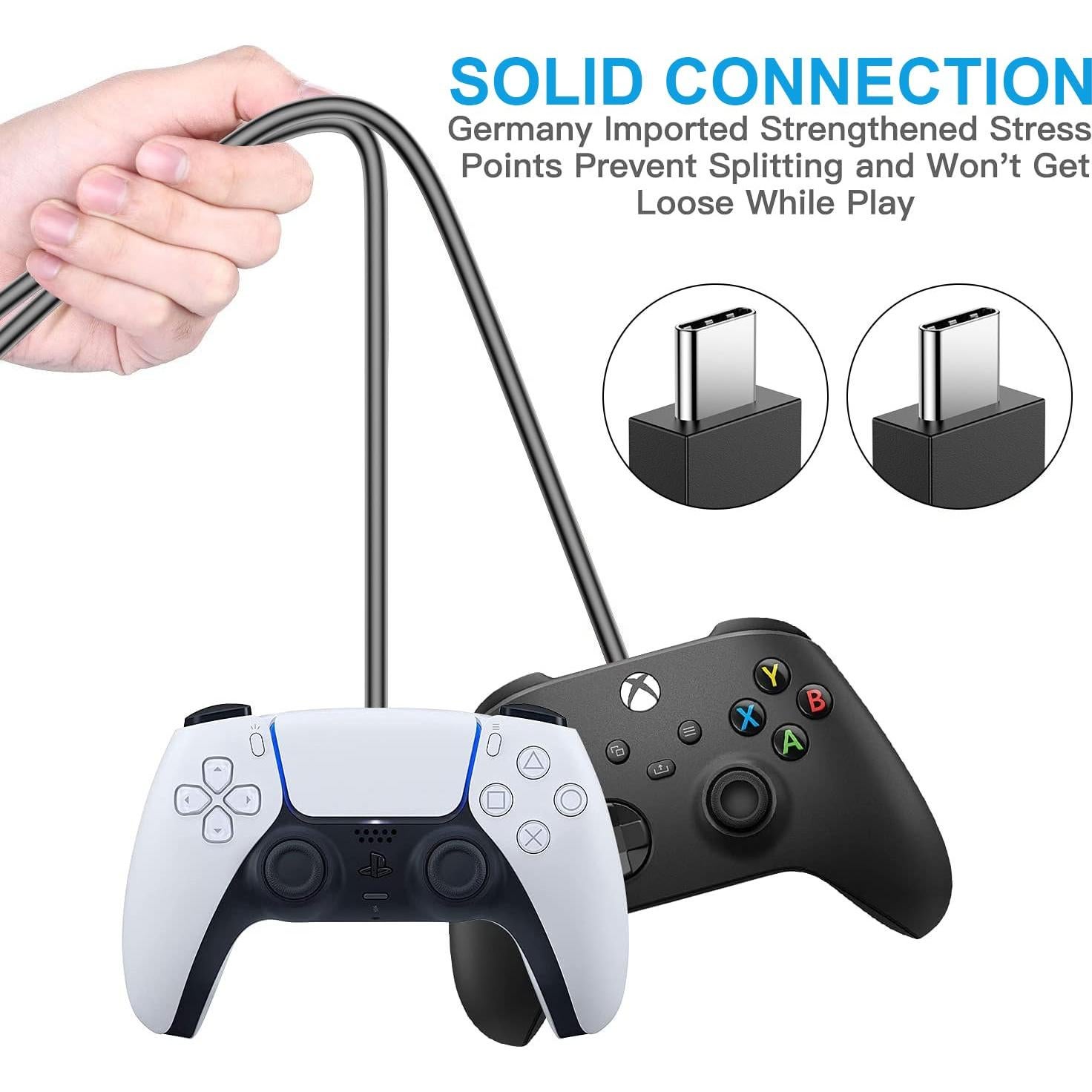 Cargador Rápido PS5 KOOWOD 2 Cables USB C 3A 5FT