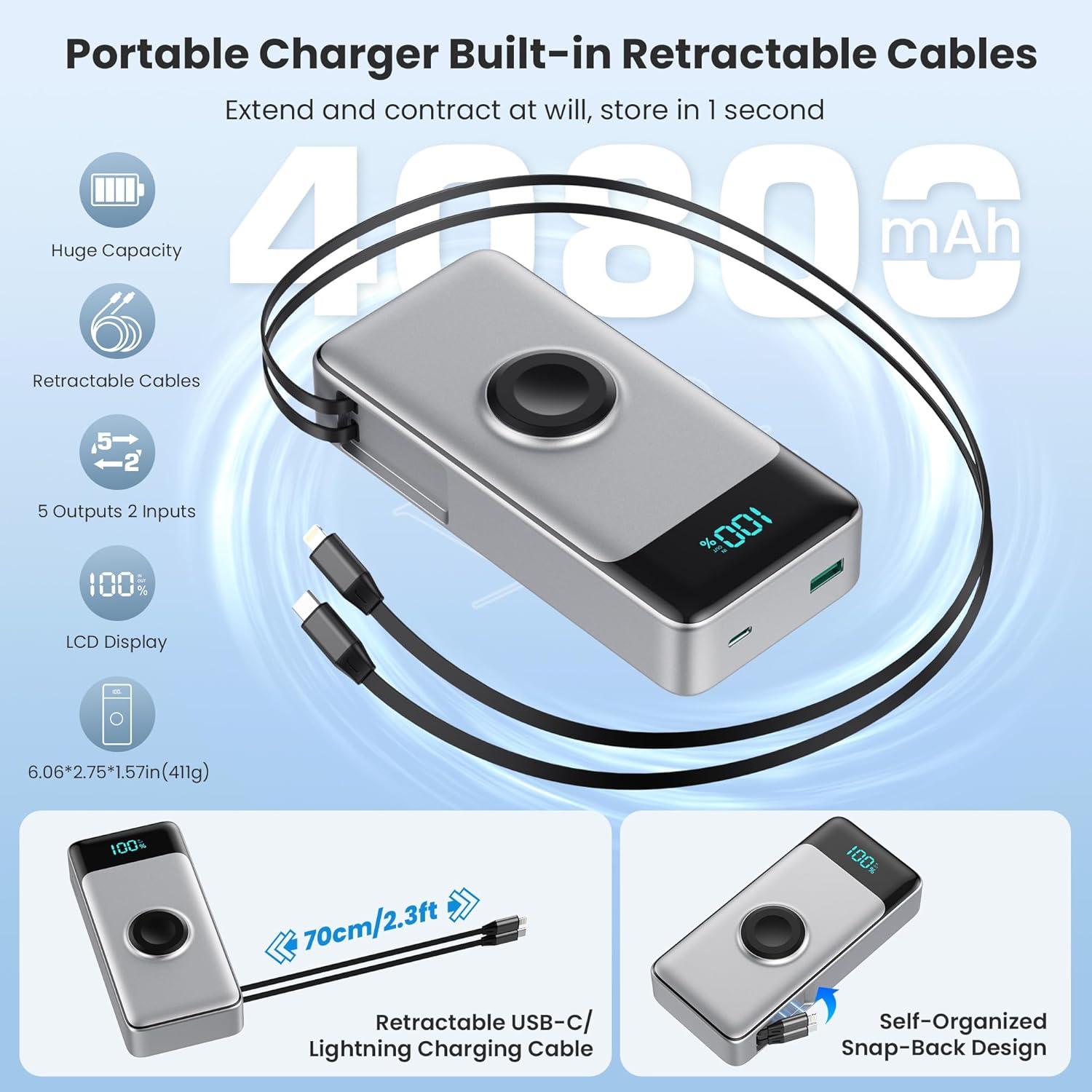 Cargador Portátil 40800mAh Dongguan con Cables Retráctiles