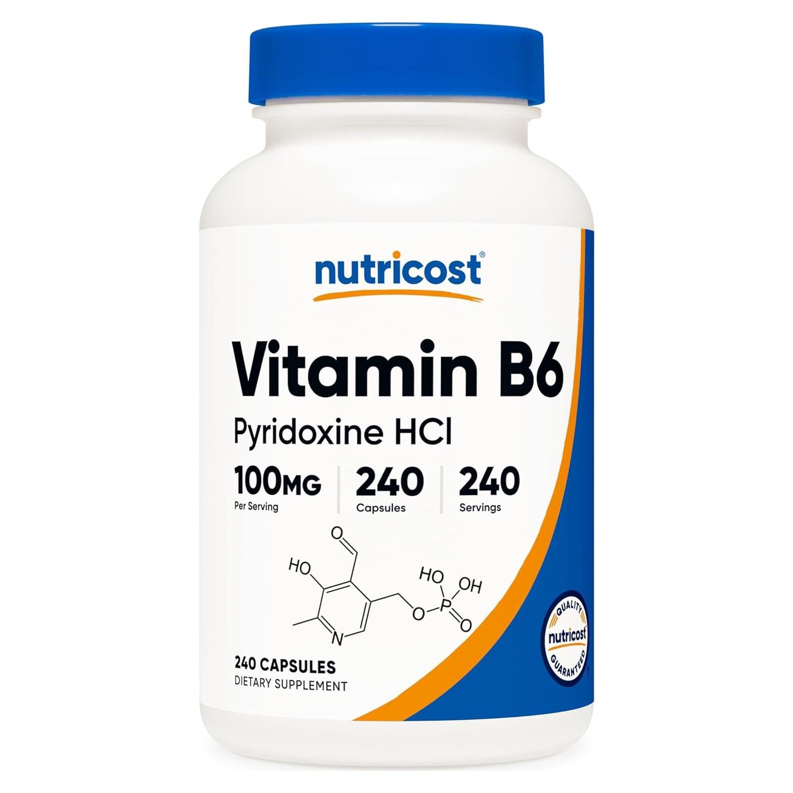 Nutricost Vitamina B6 100mg - 240 Cápsulas de Piridoxina