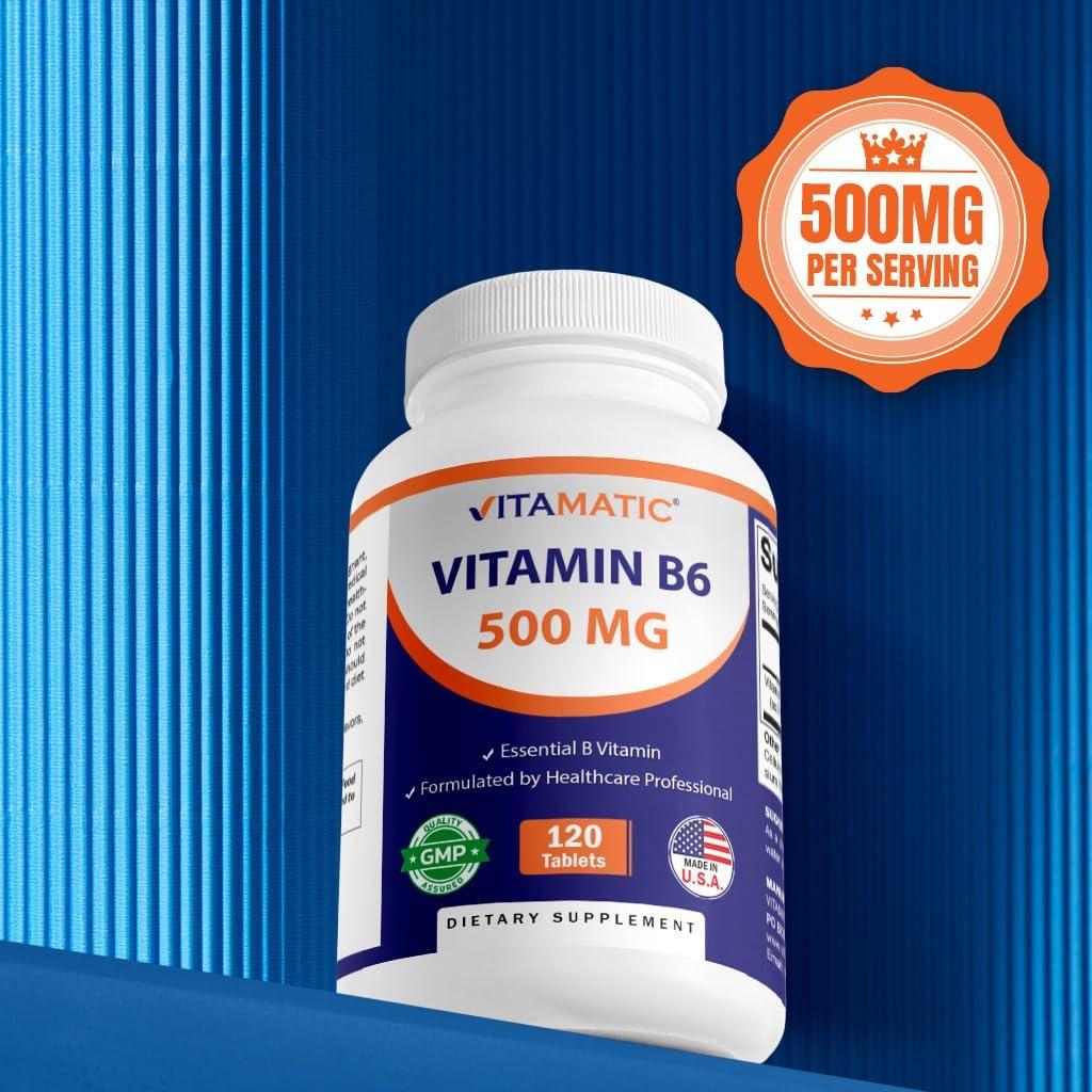 Vitamatic Vitamina B6 500 mg - 120 Tabletas Vegetarianas