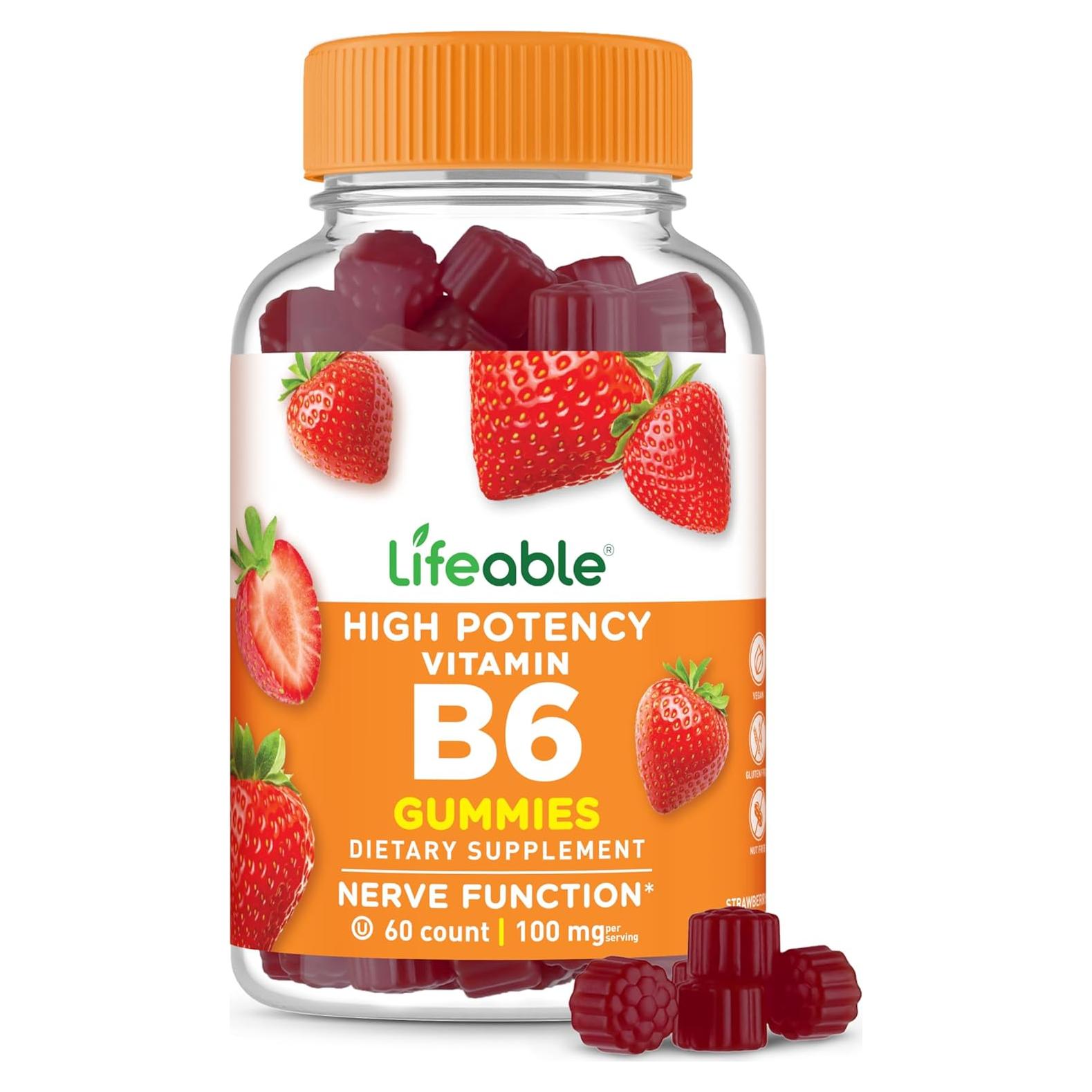 Gomitas de Vitamina B6 Lifeable 100mg Veganas 60 Unidades
