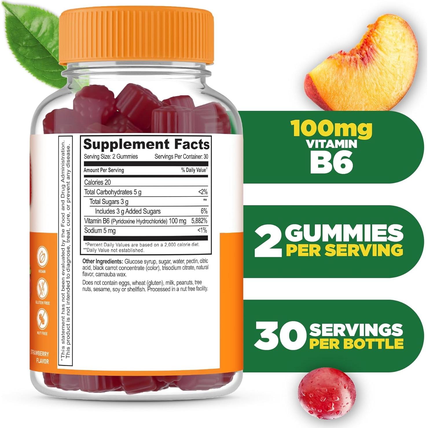 Gomitas de Vitamina B6 Lifeable 100mg Veganas 60 Unidades