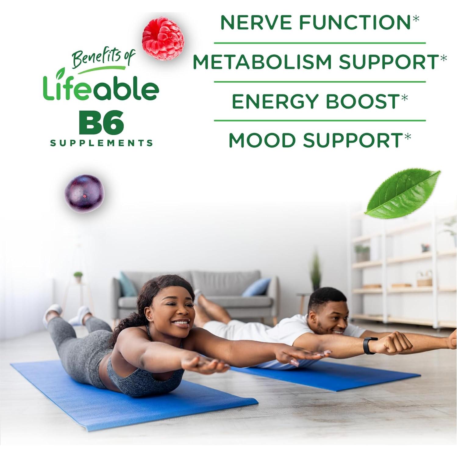 Gomitas de Vitamina B6 Lifeable 100mg Veganas 60 Unidades