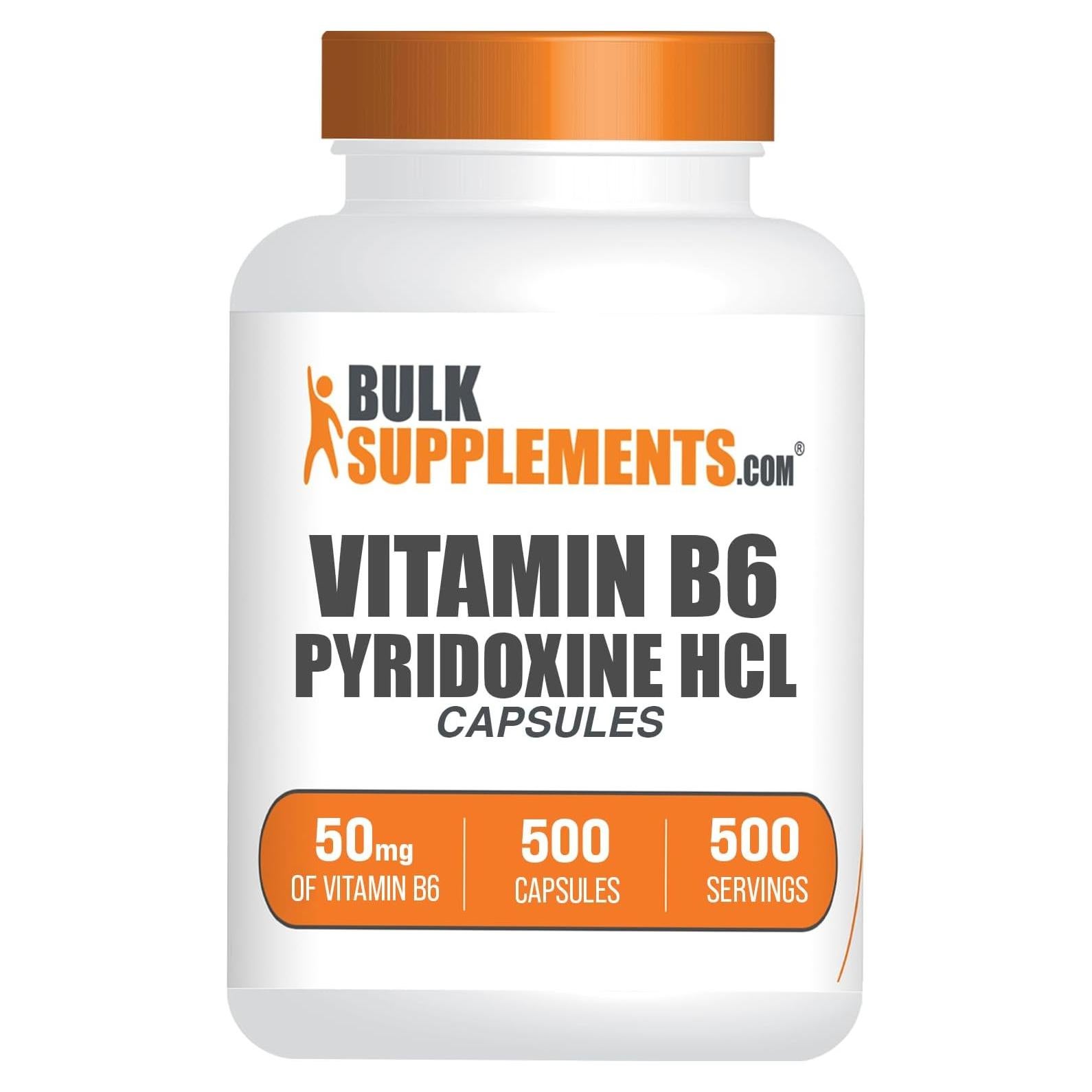 Cápsulas de Vitamina B6 BulkSupplements 50mg - 500 Unidades
