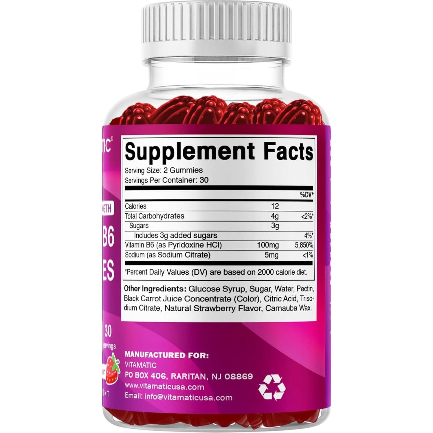 Vitamatic Vitamina B6 100mg - Sabor Baya - 60 Gominolas Veganas