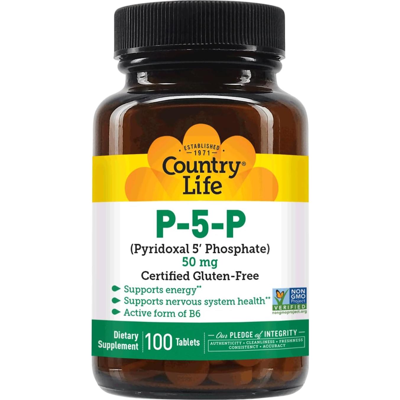 Suplemento Vitamina B6 P-5-P Country Life - 100 Cápsulas Veganas