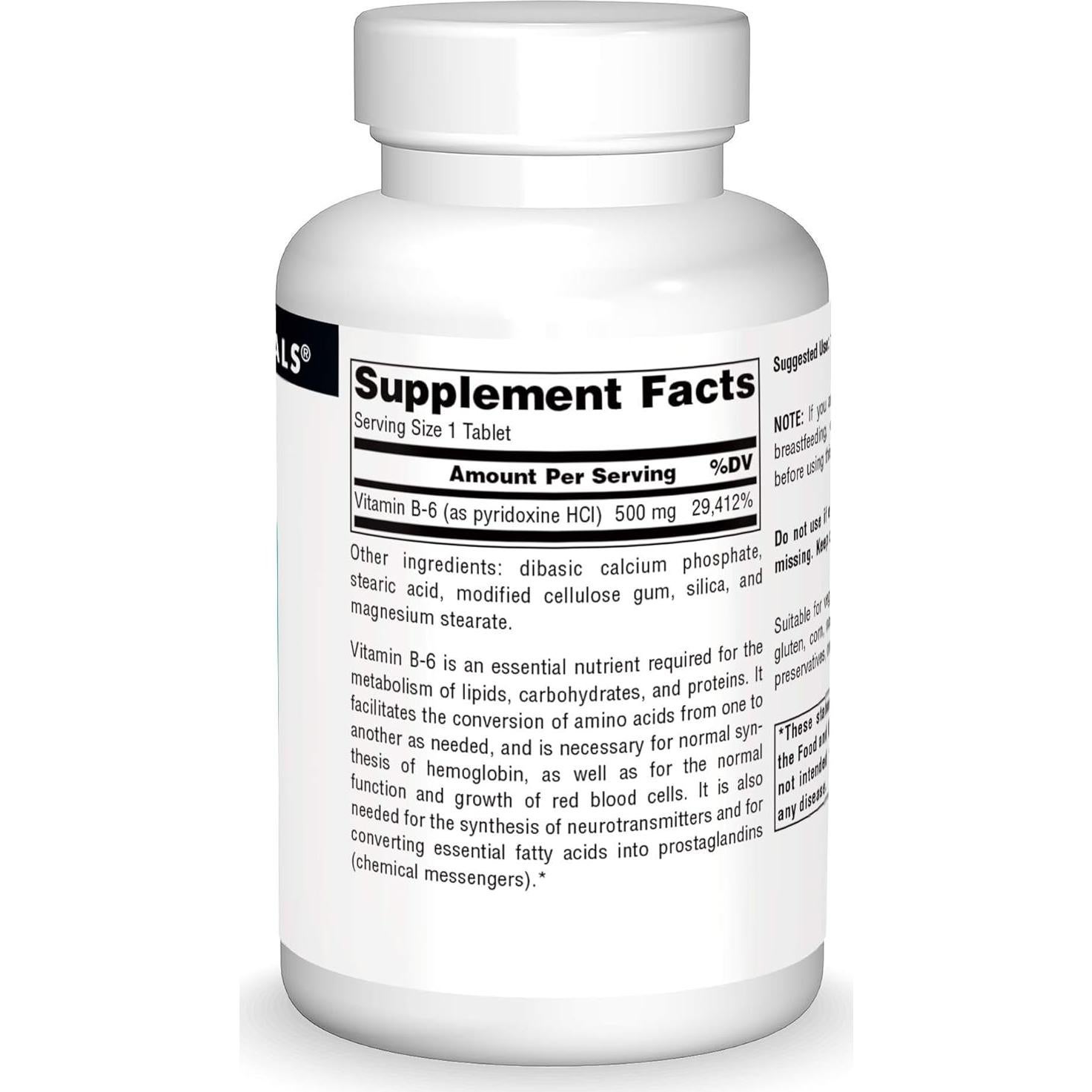 Vitamina B-6 Source Naturals 500 mg - 100 Tabletas