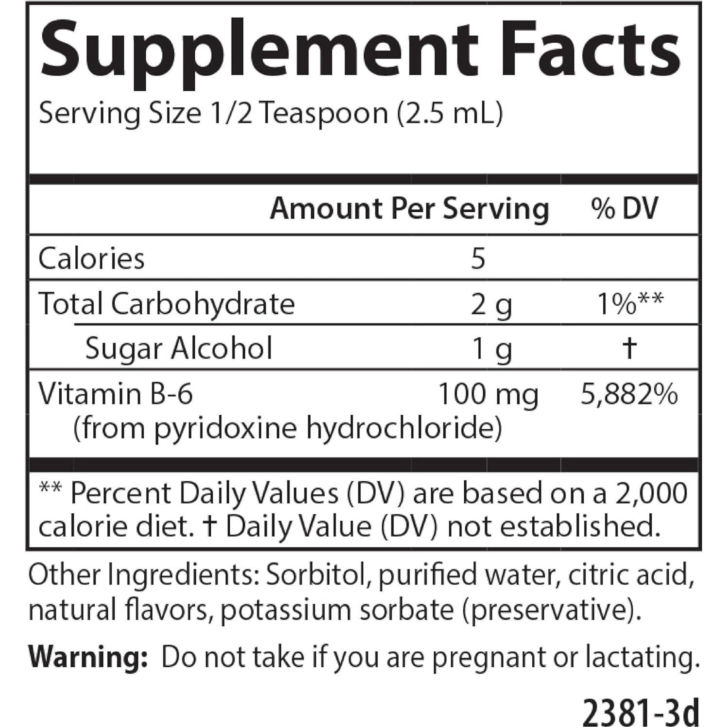 Carlson Vitamina B-6 Líquido 120 mL Sabor Limón Berry