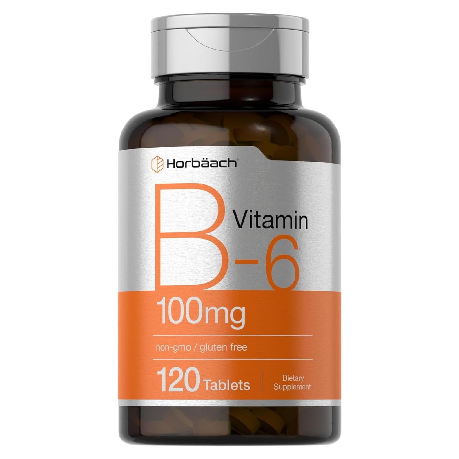 Vitamina B6 Horbaach 100mg 120 Tabletas Vegetarianas Sin Gluten