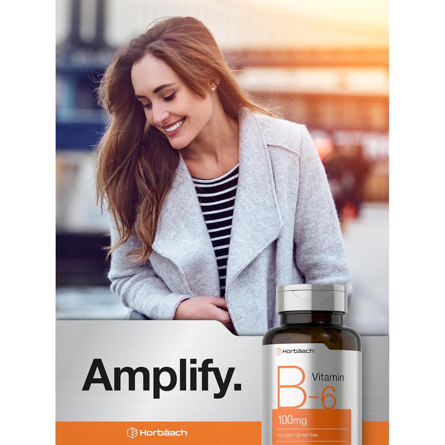 Vitamina B6 Horbaach 100mg 120 Tabletas Vegetarianas Sin Gluten