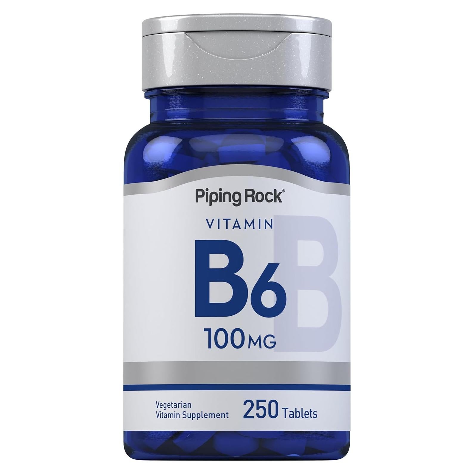 Suplemento de Vitamina B6 100mg Piping Rock | 250 Tabletas Vegetarianas