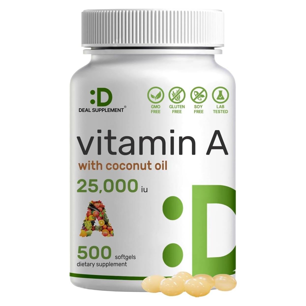 Suplemento Deal Vitamina A 25000 UI 500 Gelatinas Blandas
