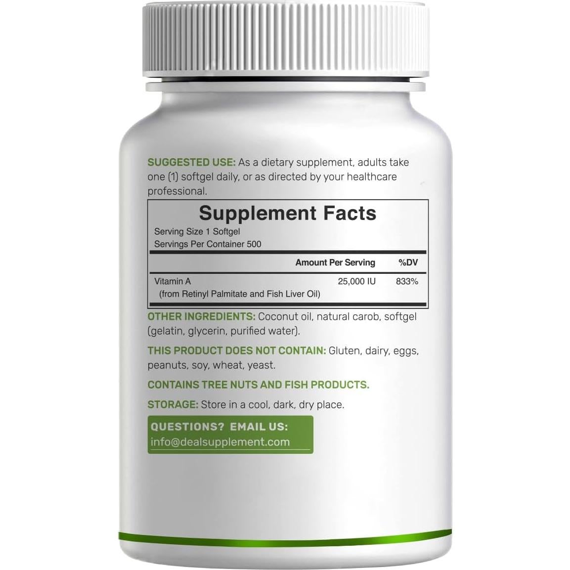 Suplemento Deal Vitamina A 25000 UI 500 Gelatinas Blandas