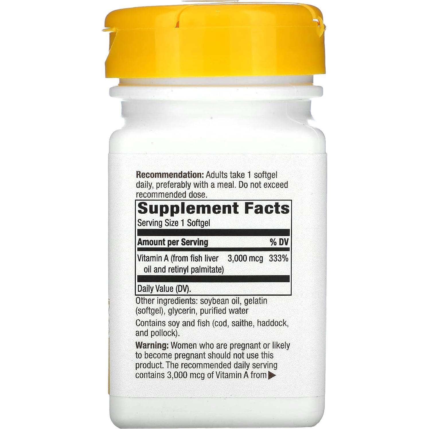 Vitamina A Nature's Way 3000 mcg 100 Gelatinas Blandas