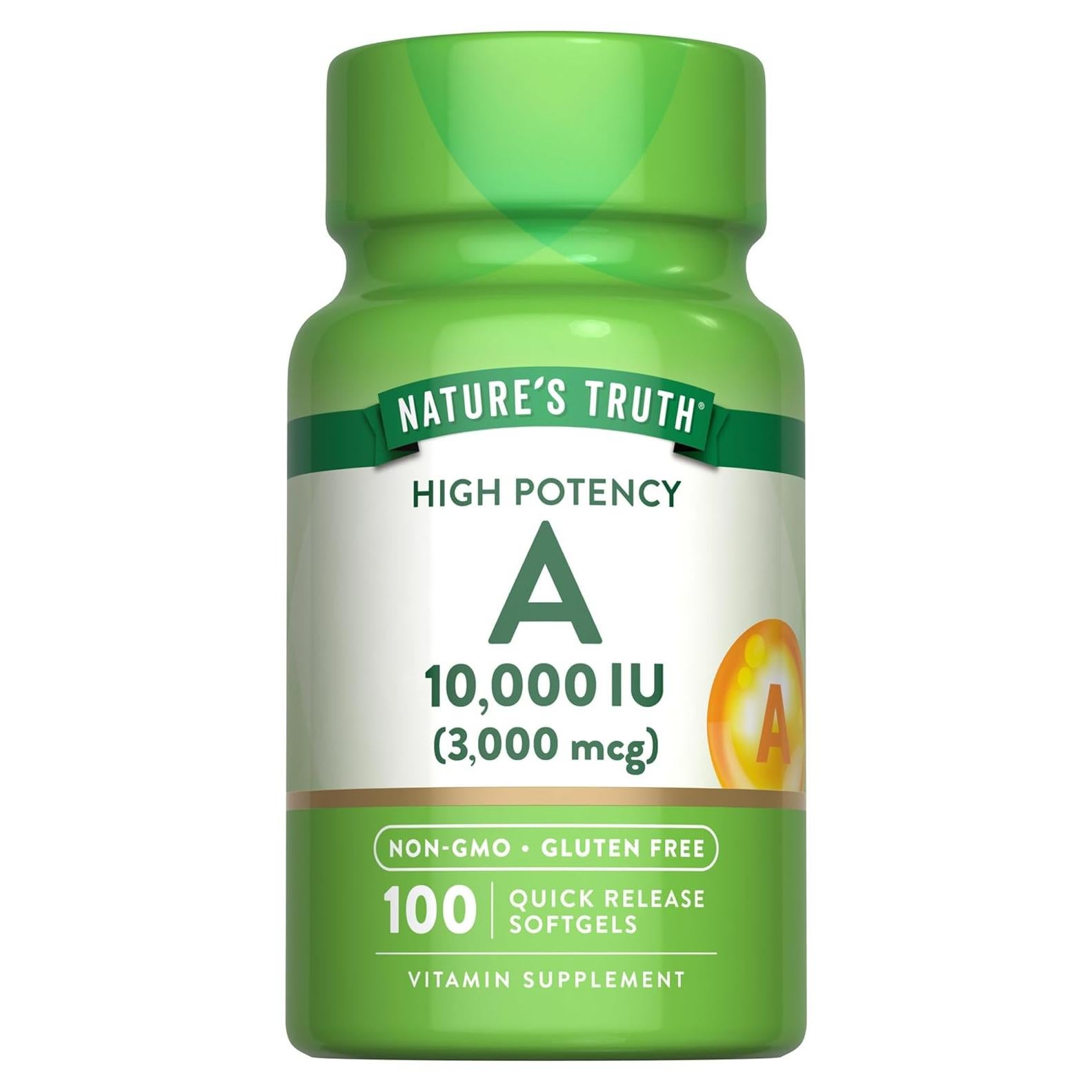 Suplemento de Vitamina A 10000 UI Nature's Truth 100 Cápsulas