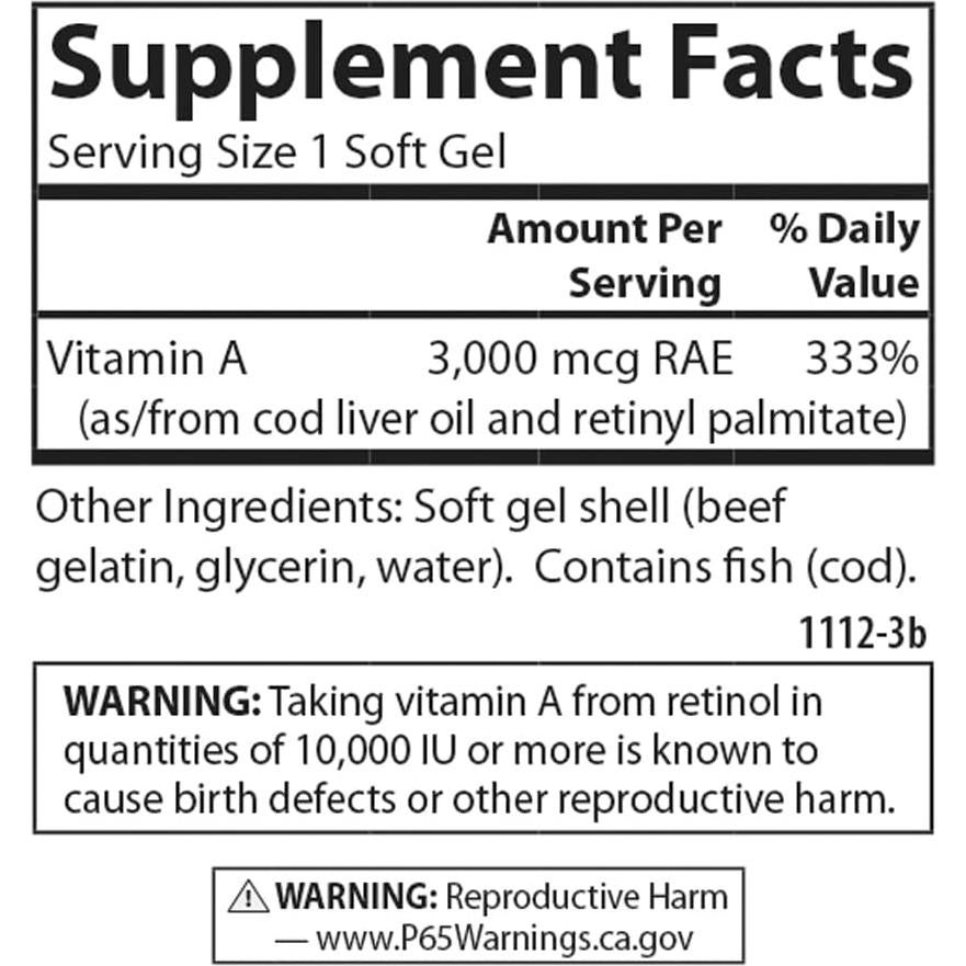 Carlson Vitamina A 10000 UI 250 Gelatinas Blandas Salud Visual