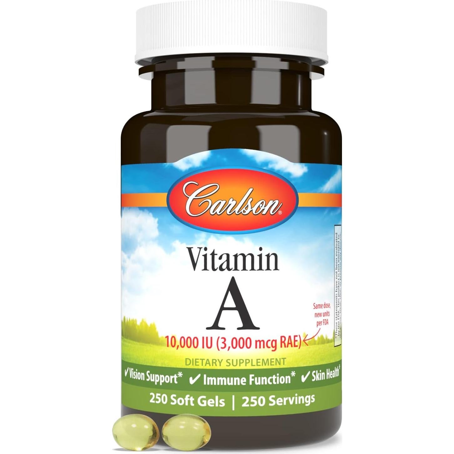 Carlson Vitamina A 10000 UI 250 Gelatinas Blandas Salud Visual