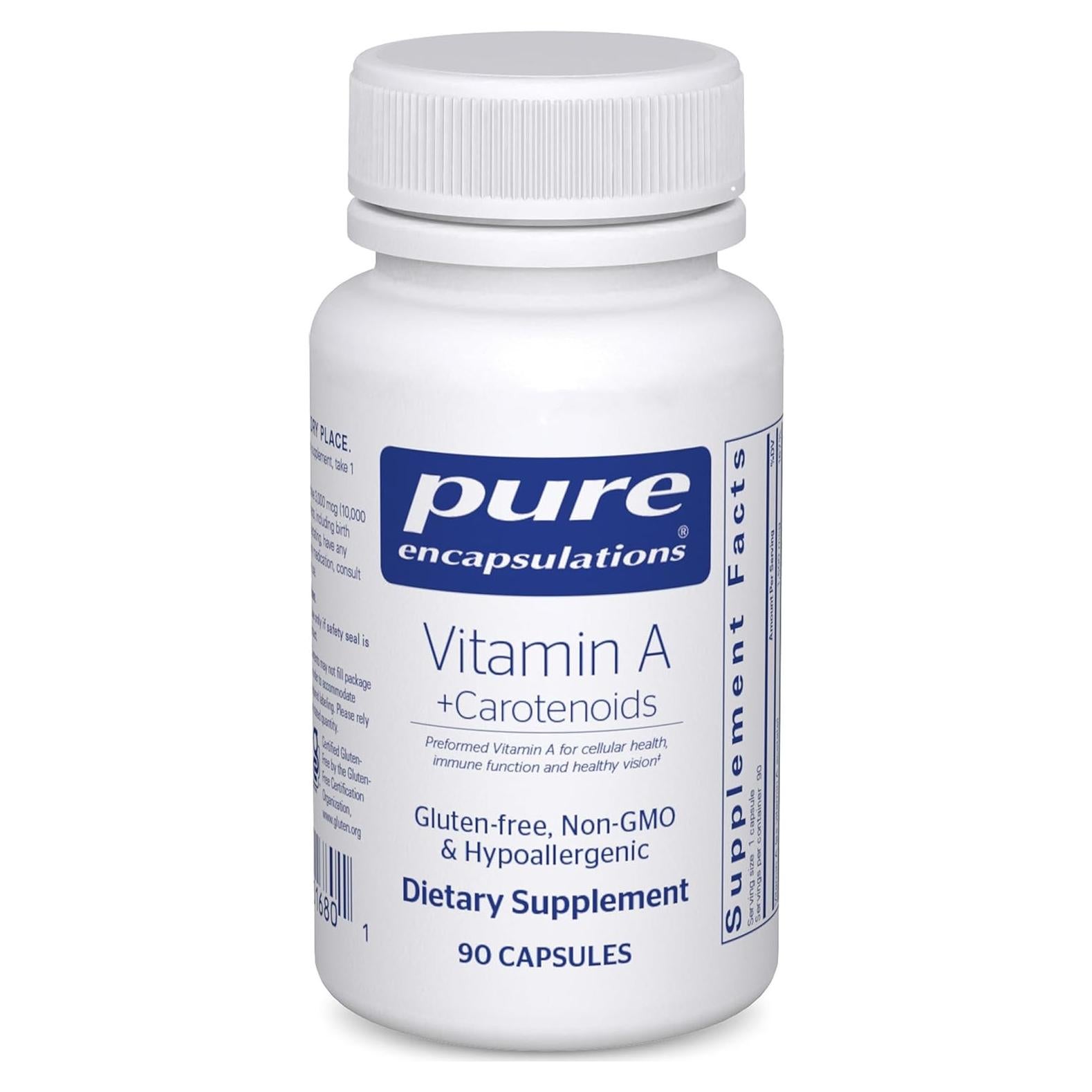 Vitamina A + Carotenoides Pure Encapsulations 90 Cápsulas