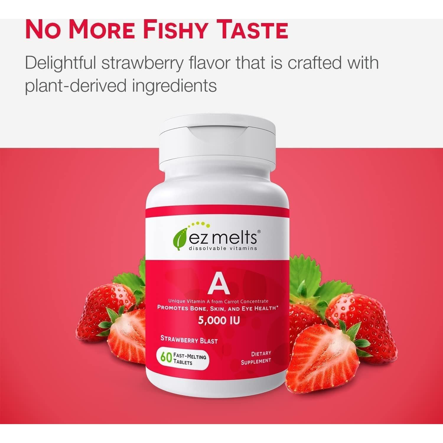 EZ Melts Vitamina A 5000 UI Disoluble Sin Azúcar 60 Tabletas