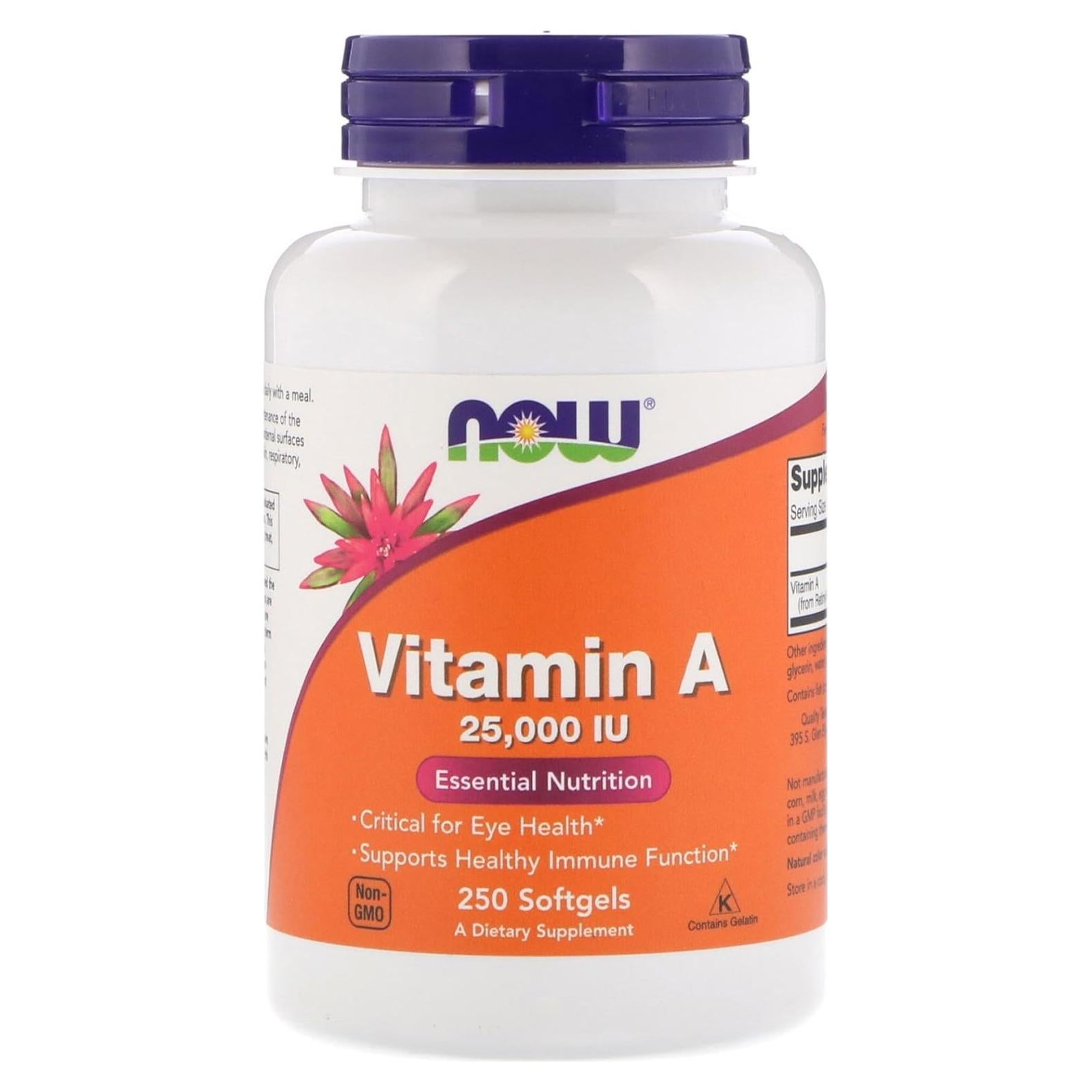 Vitamina A 25000 UI Now Foods - 500 Softgels de Aceite de Hígado de Pescado