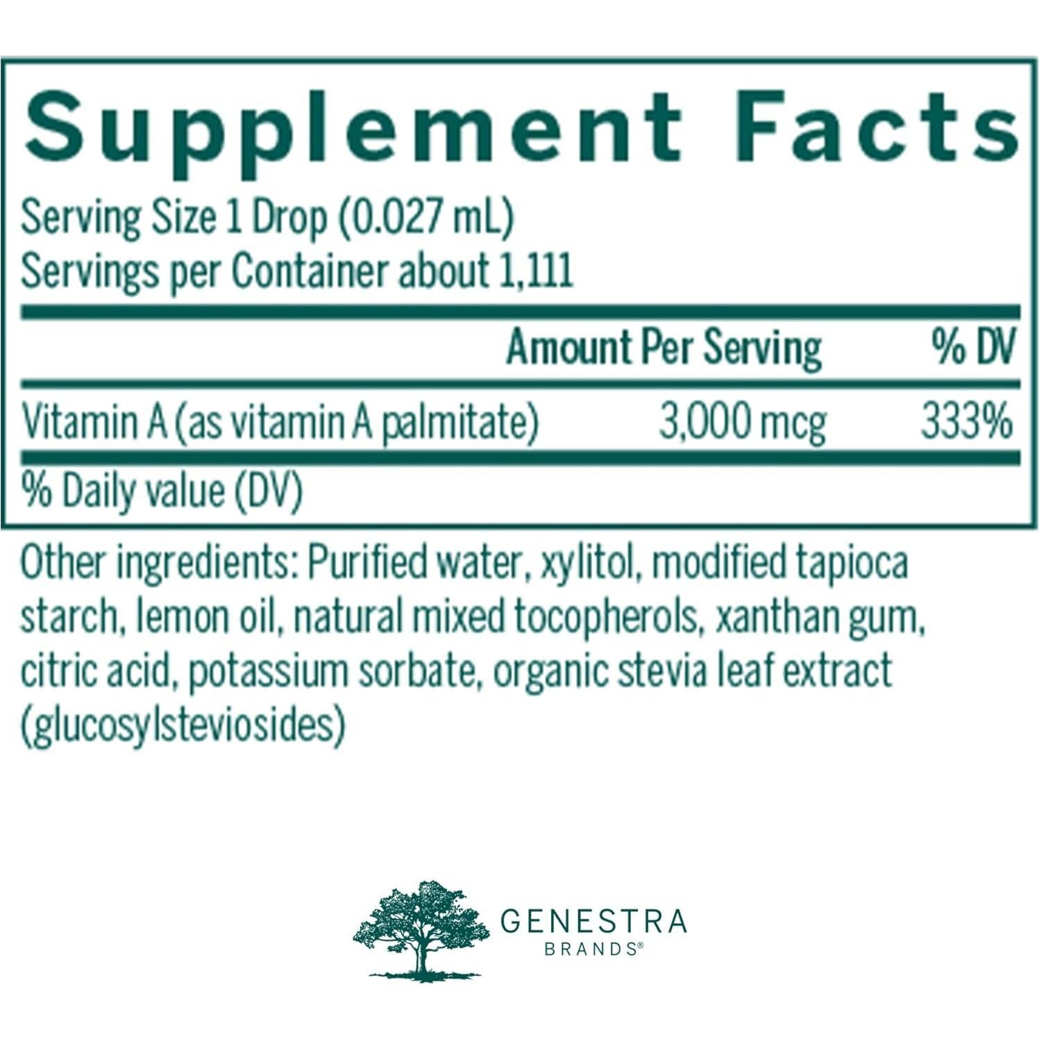 Vitamina A Líquida Genestra Brands 29.57 ml Sabor Cítrico