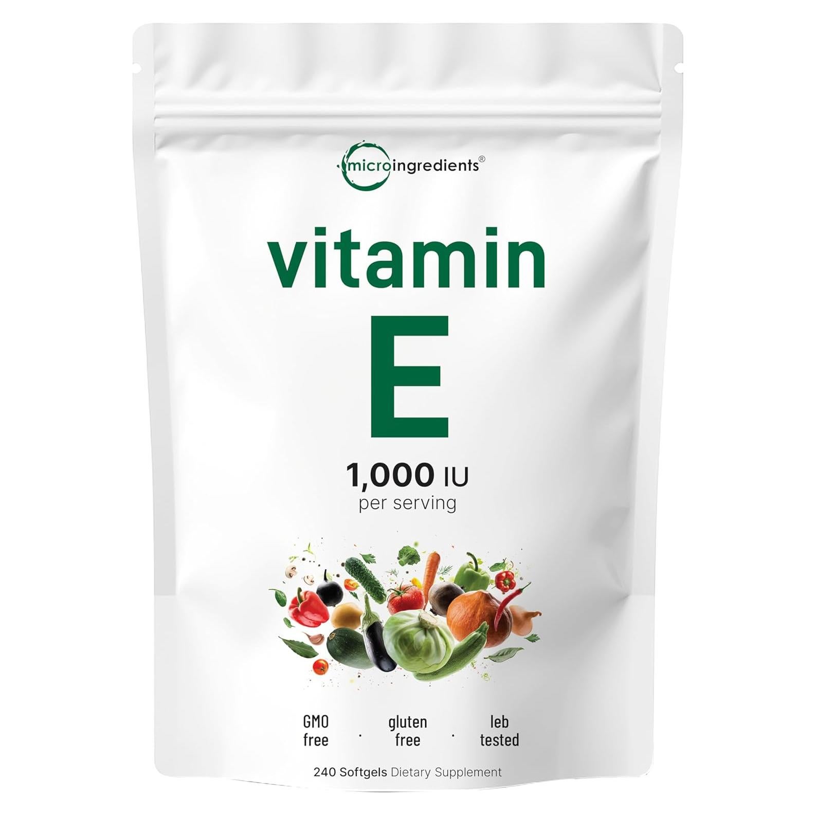 Suplemento de Vitamina E 1000UI Micro Ingredients 240 Softgels