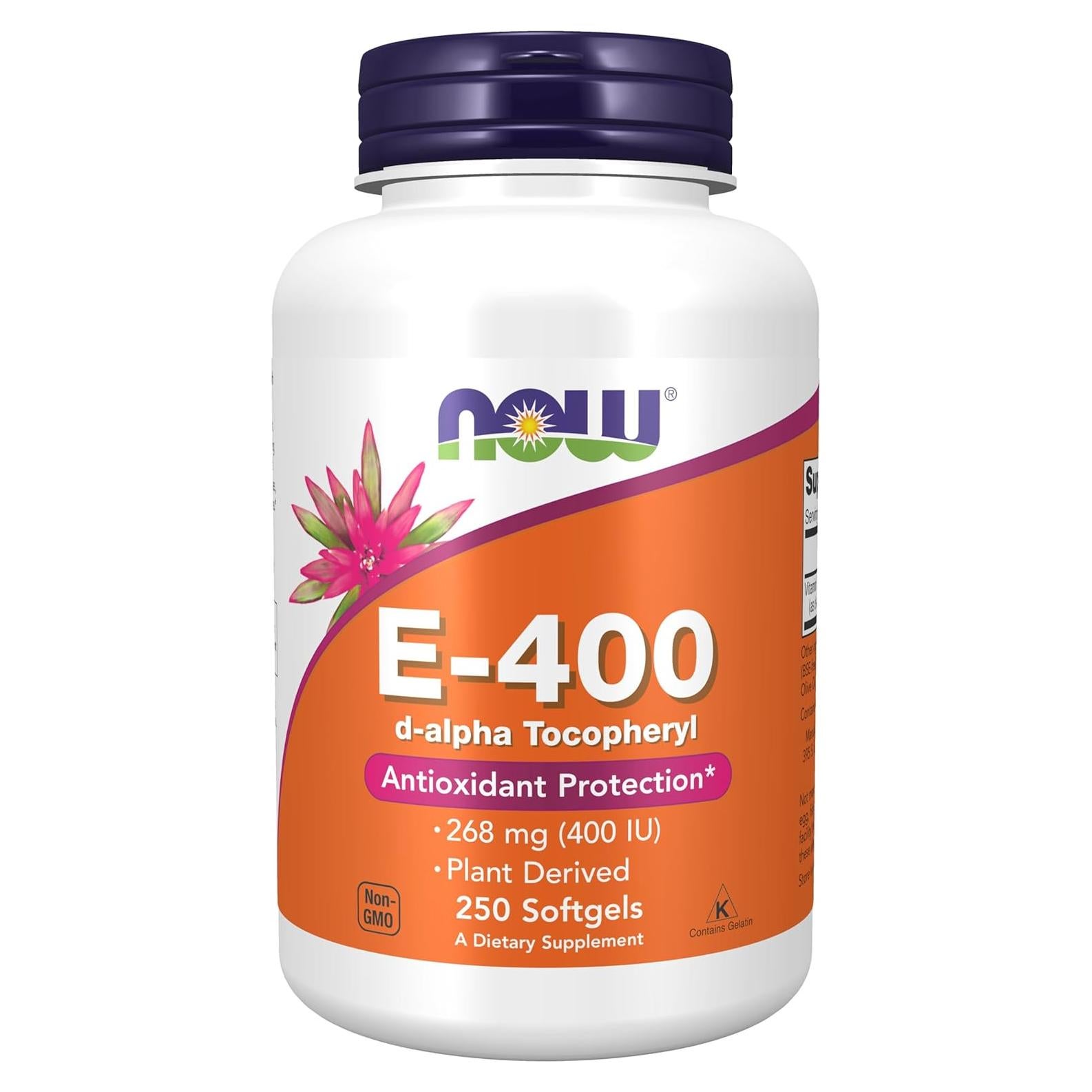 Vitamina E 400 UI NOW Foods - Antioxidante 250 Gelatinas Blandas