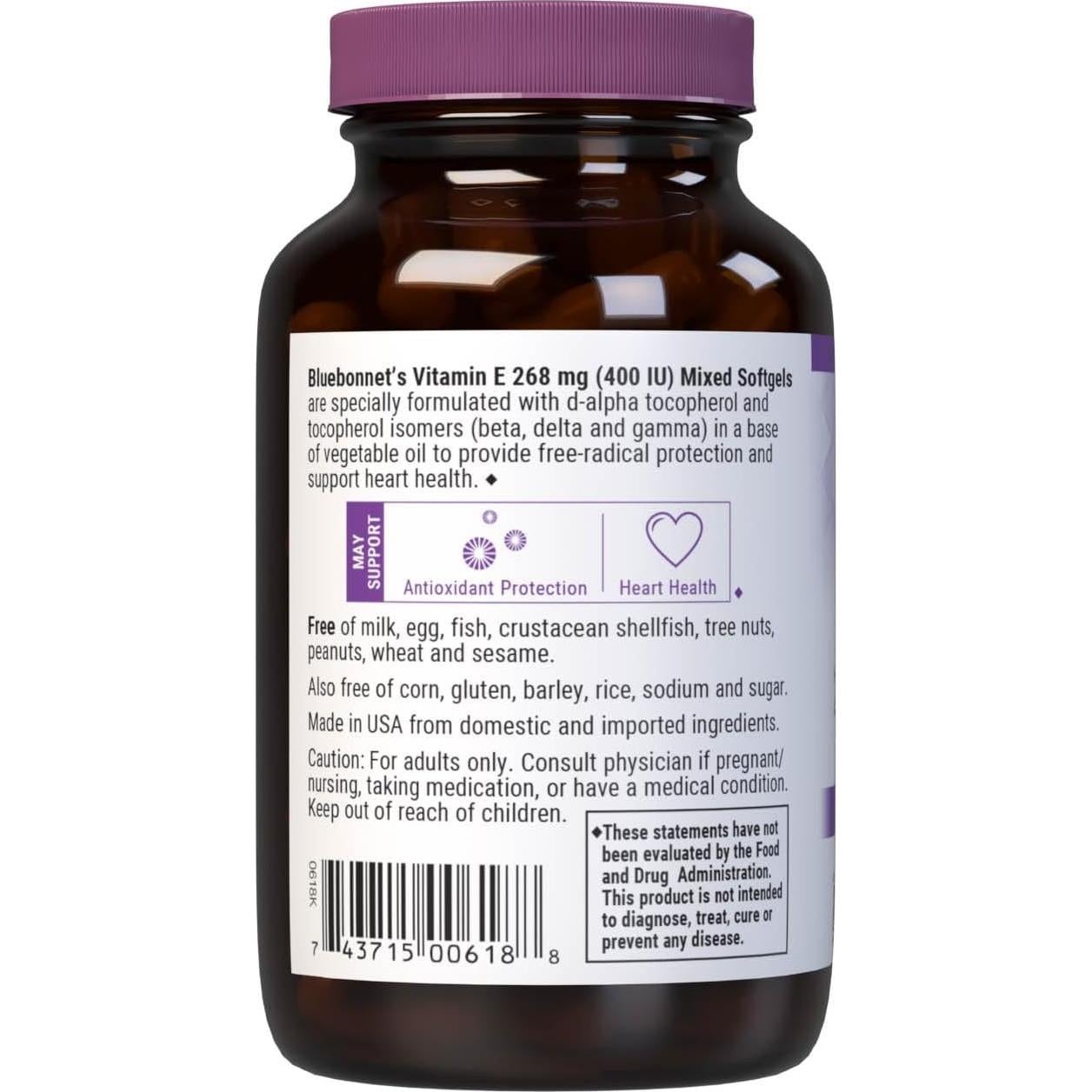 Suplemento Vitamina E Bluebonnet 400 UI 100 Gelatinas Blandas