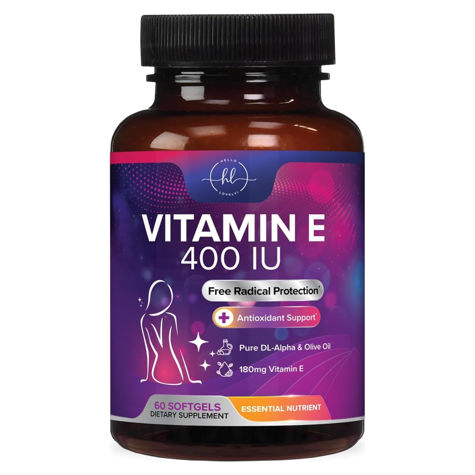 Vitamina E 400 UI Hello Lovely - Suplemento Antioxidante 60 Gelatinas