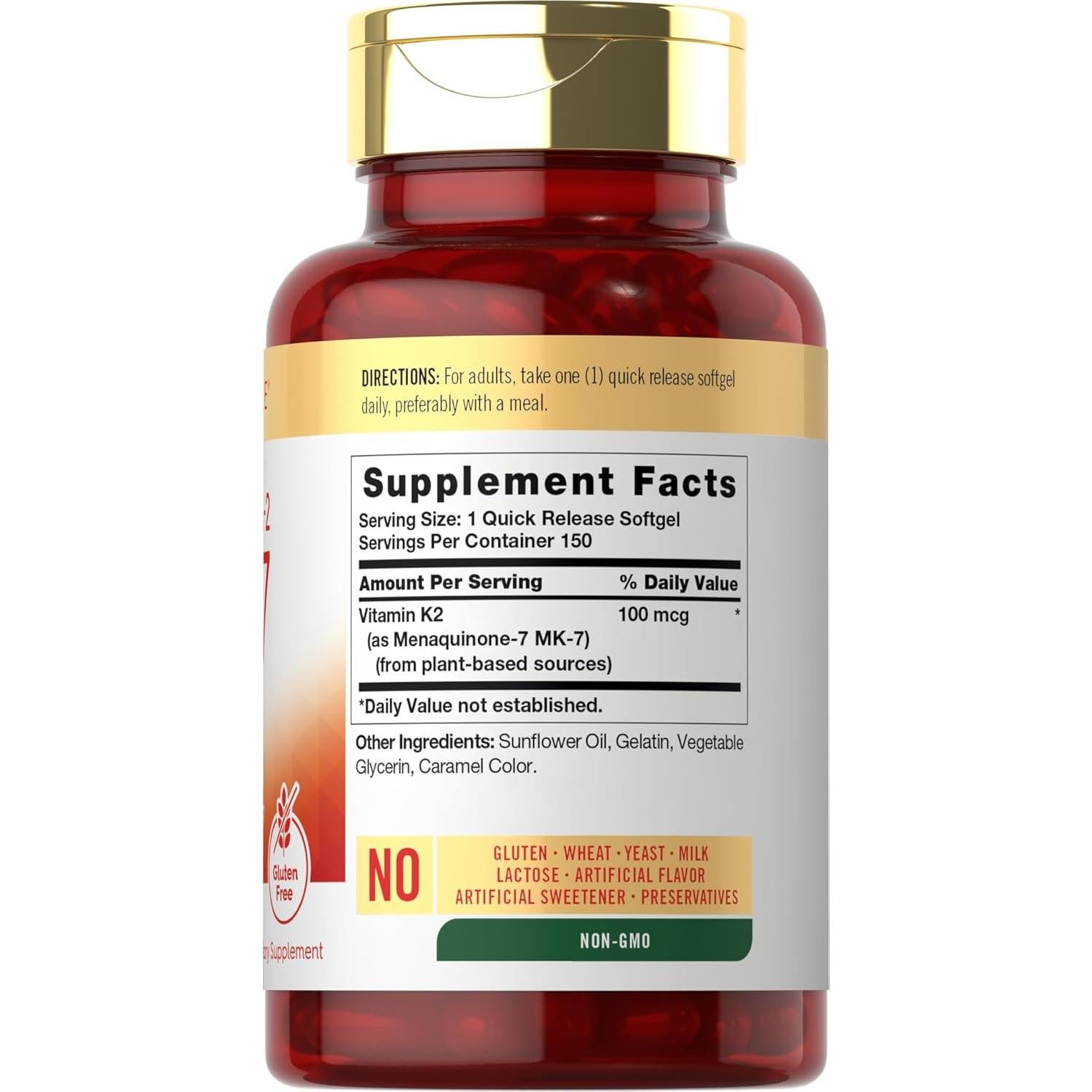 Carlyle Vitamina K2 MK7 100 mcg 150 Softgels Sin OGM Gluten