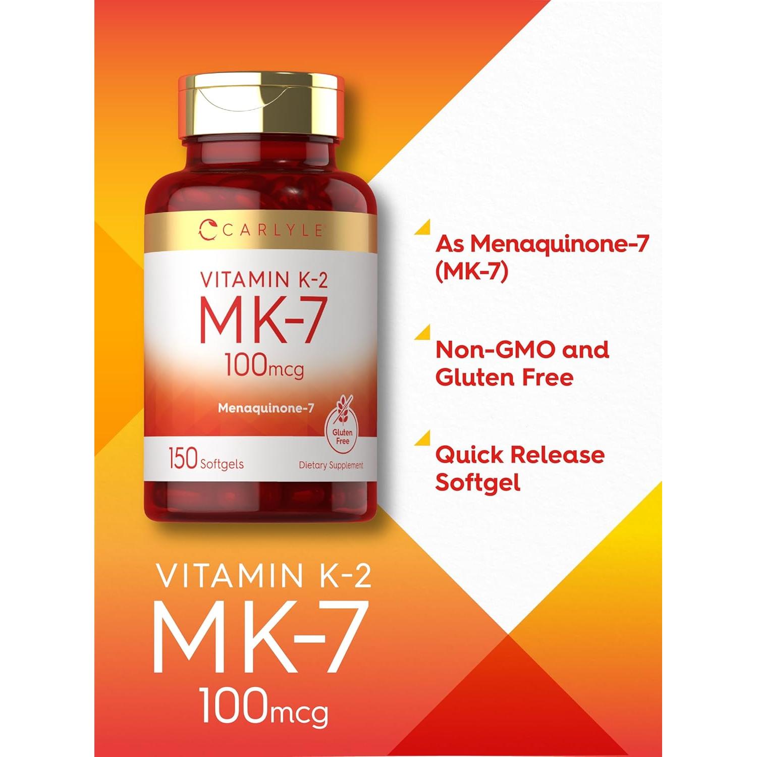 Carlyle Vitamina K2 MK7 100 mcg 150 Softgels Sin OGM Gluten