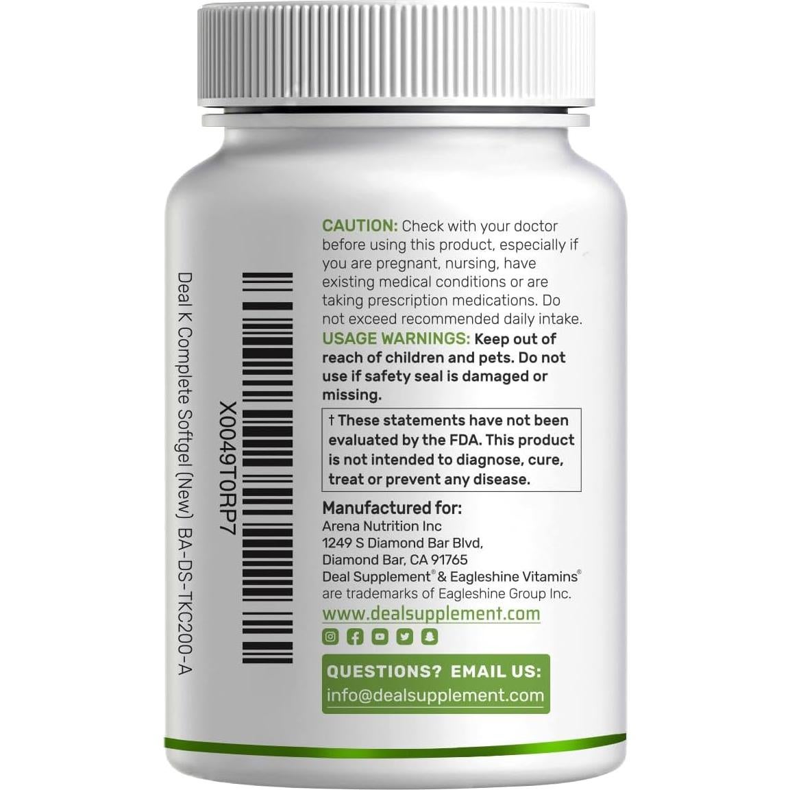 Suplemento Deal Vitamina K Completa 240 Gelatinas Blandas