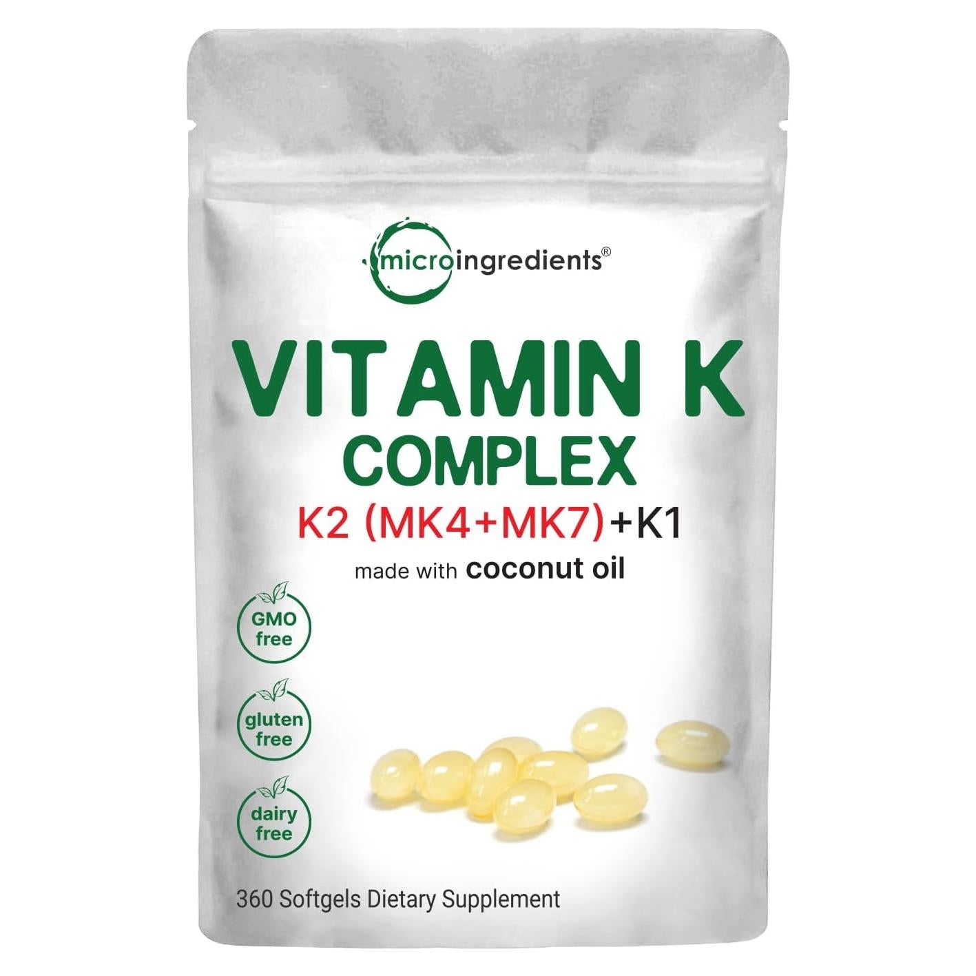 Complejo de Vitamina K Micro Ingredients 360 Softgeles 1500mcg