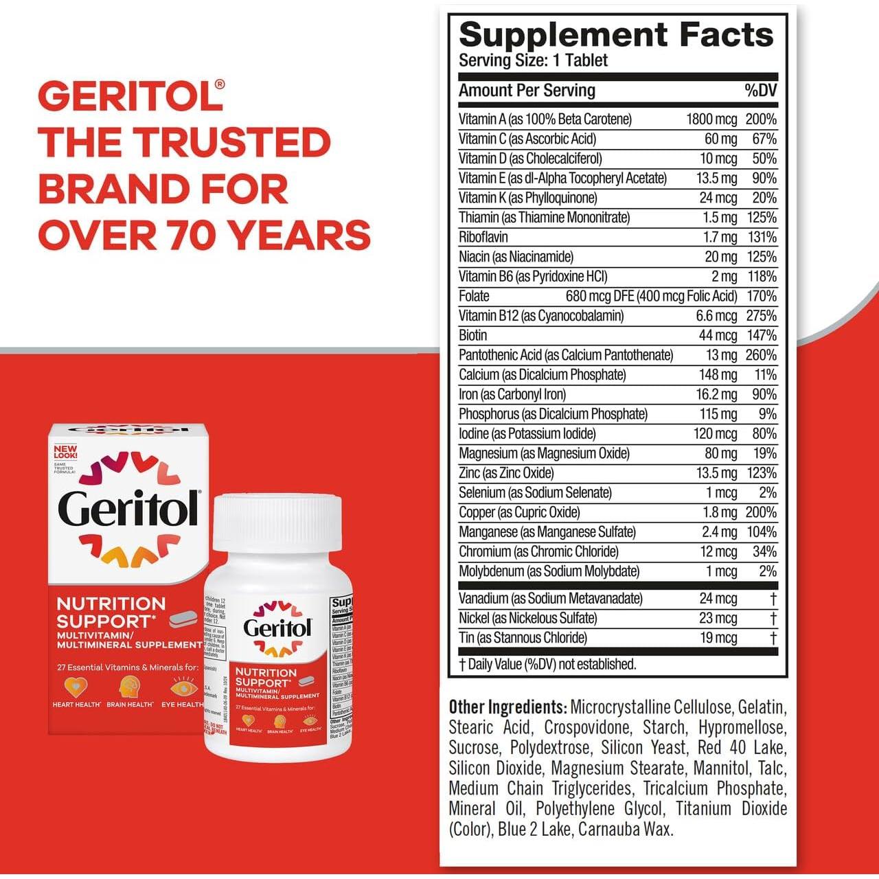 Geritol Multivitamínico 40 Tabletas - 26 Vitaminas y Minerales