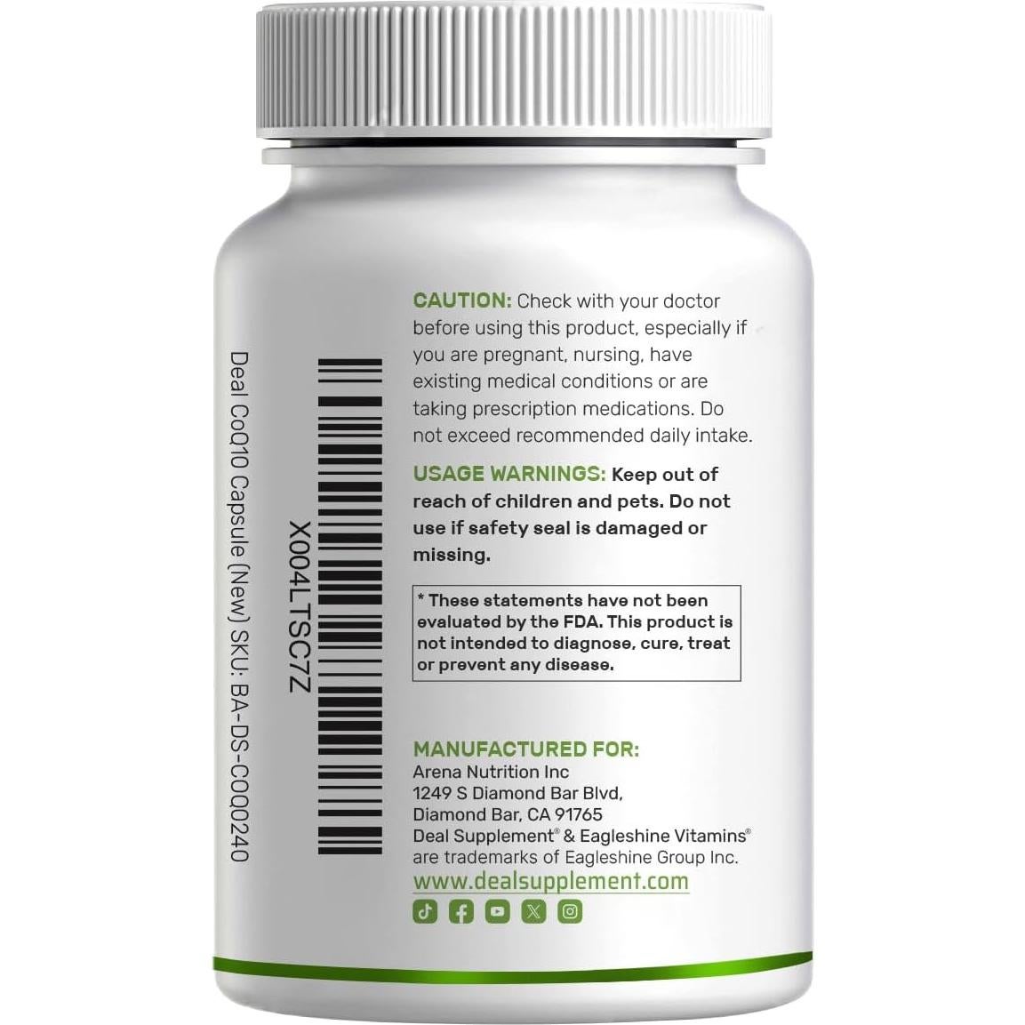 Suplemento Deal CoQ10 300mg con Omega 3 100mg 240 Cápsulas