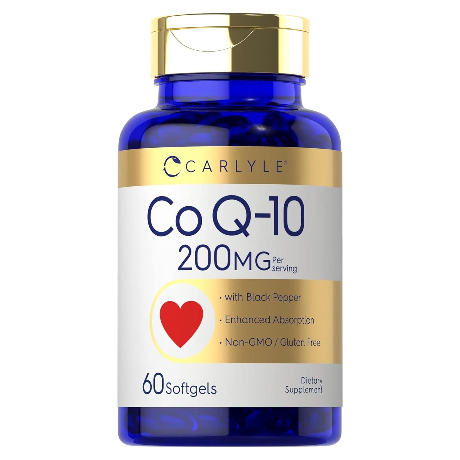 Cápsulas de CoQ10 200mg Carlyle con Pimienta Negra - 60 Unidades