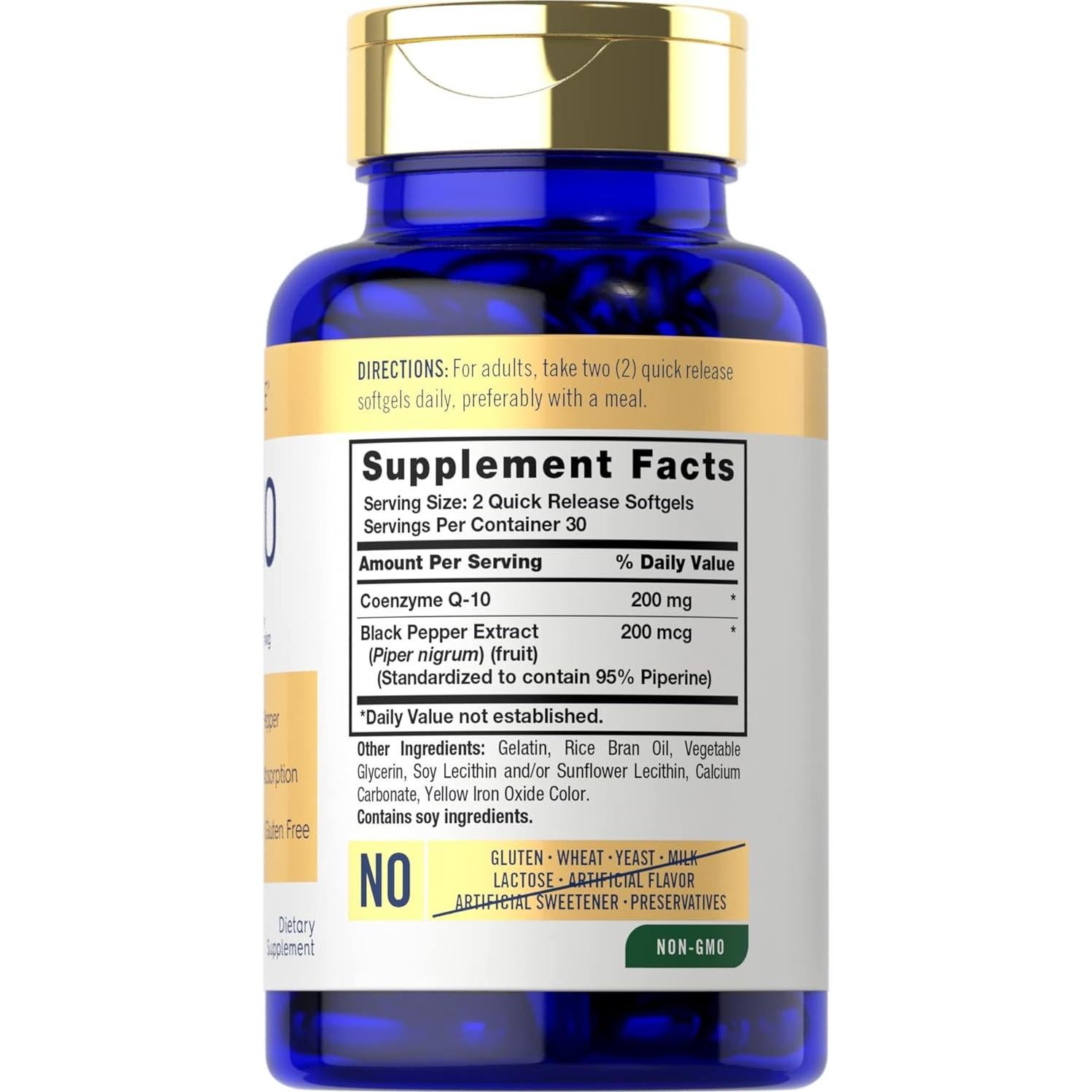 Cápsulas de CoQ10 200mg Carlyle con Pimienta Negra - 60 Unidades