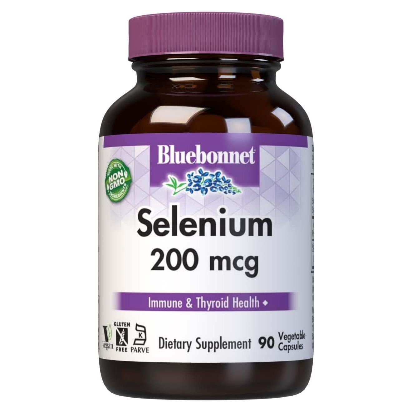 Cápsulas de Selenio Bluebonnet 200 mcg - Antioxidante Vegano - 90 Unidades