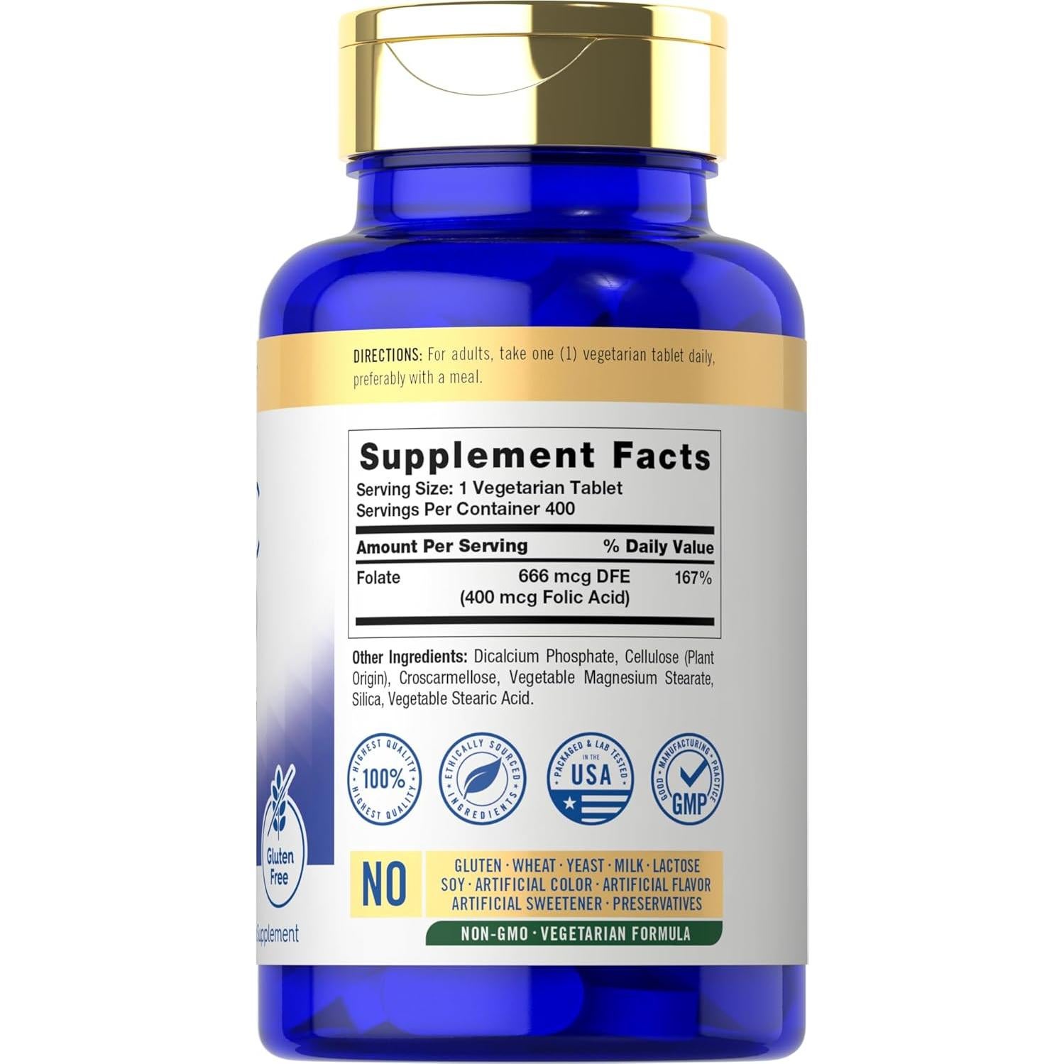 Carlyle Ácido Fólico 400 mcg - 400 Tabletas Vegetarianas