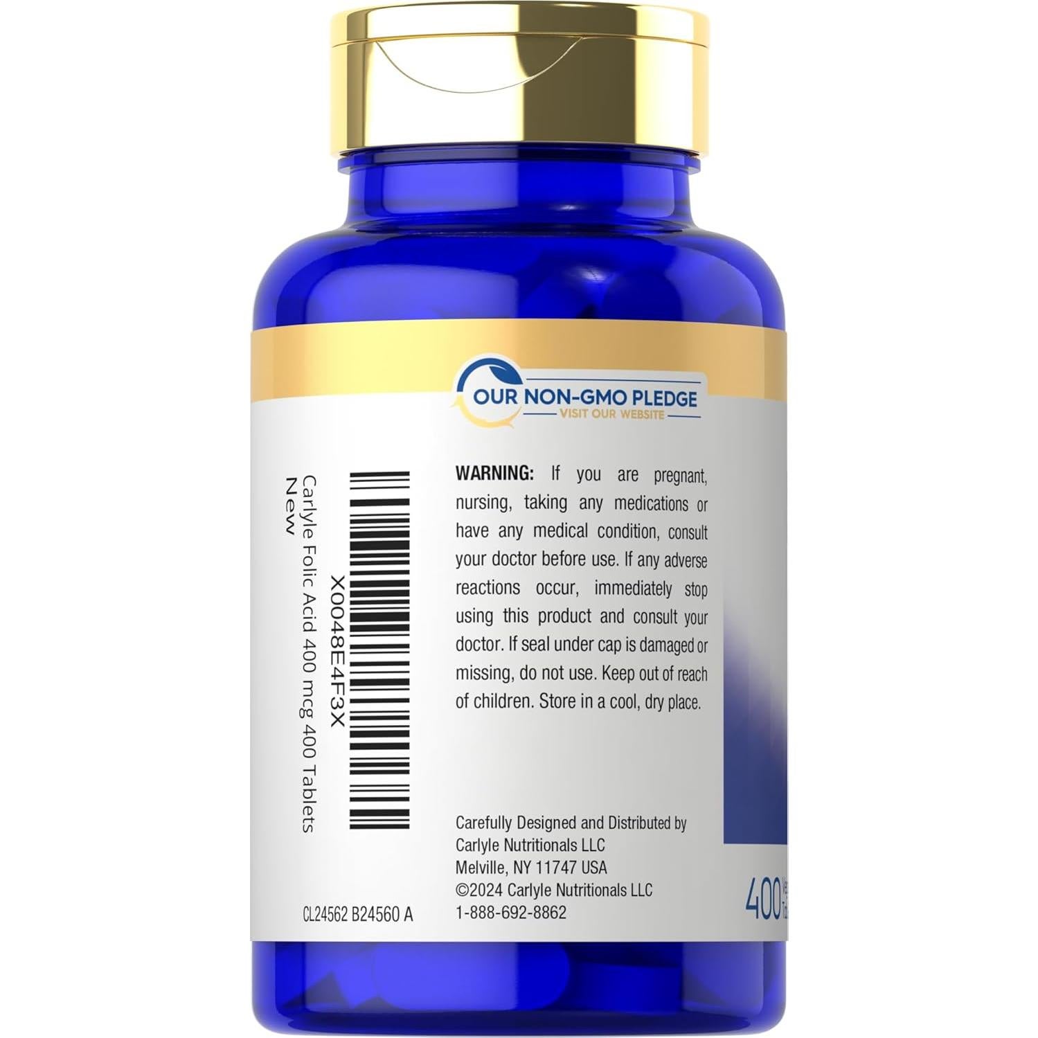 Carlyle Ácido Fólico 400 mcg - 400 Tabletas Vegetarianas